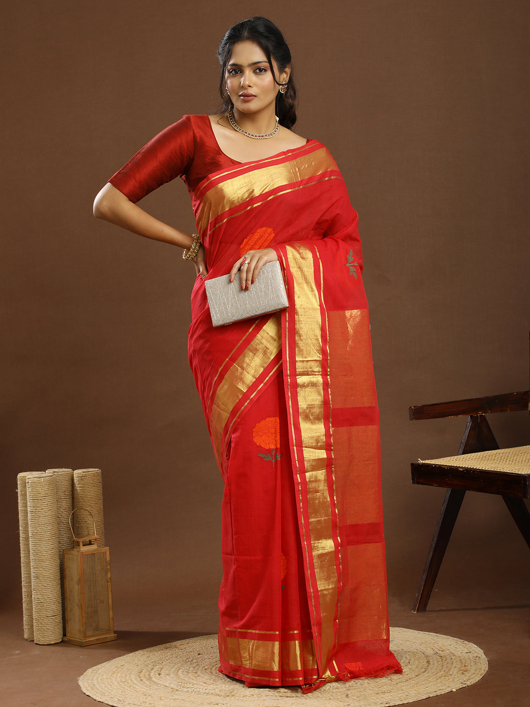 Genda Red Venkatagiri Saree