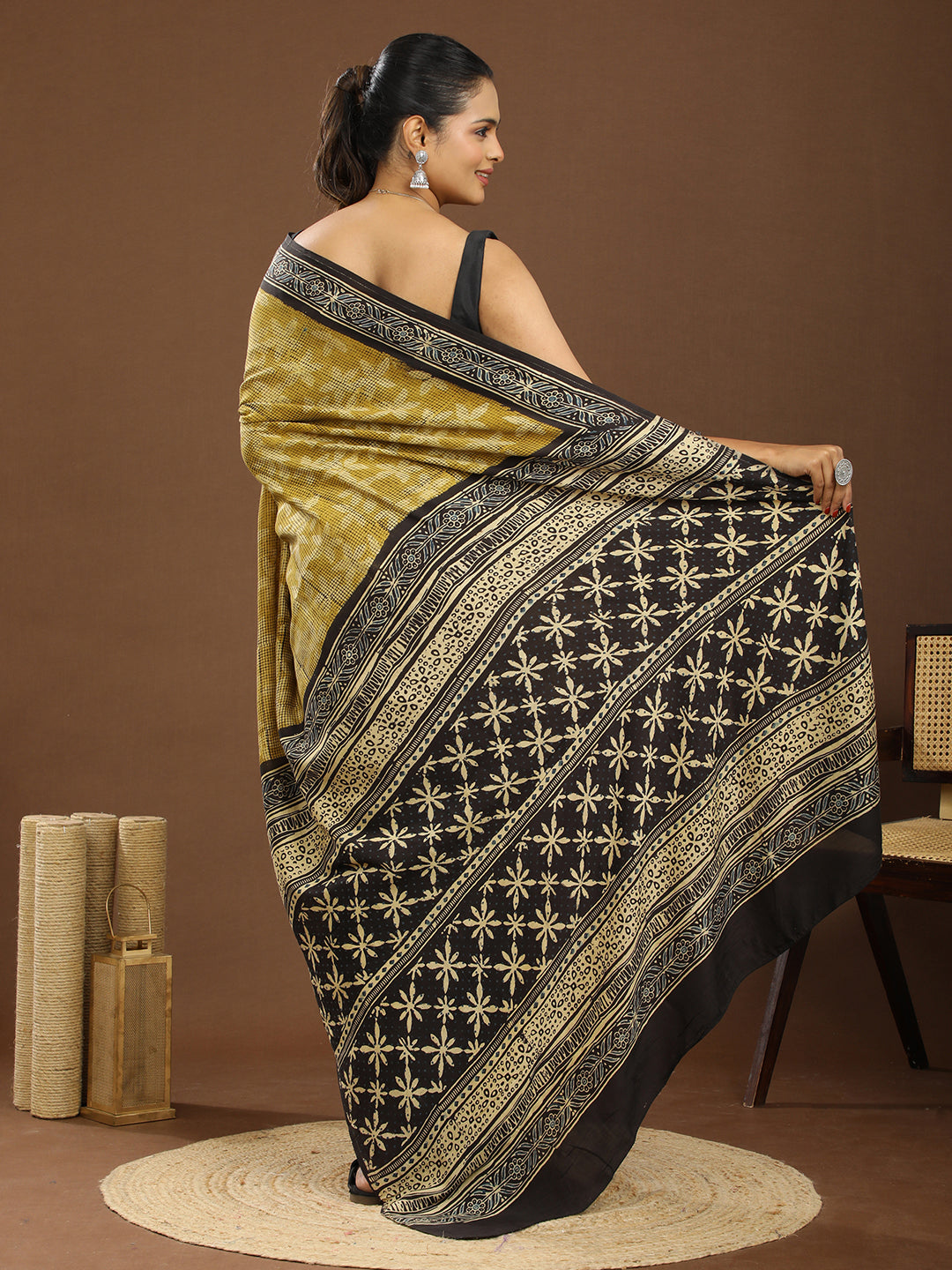 Karmakari Multicolored Ajrakh Saree