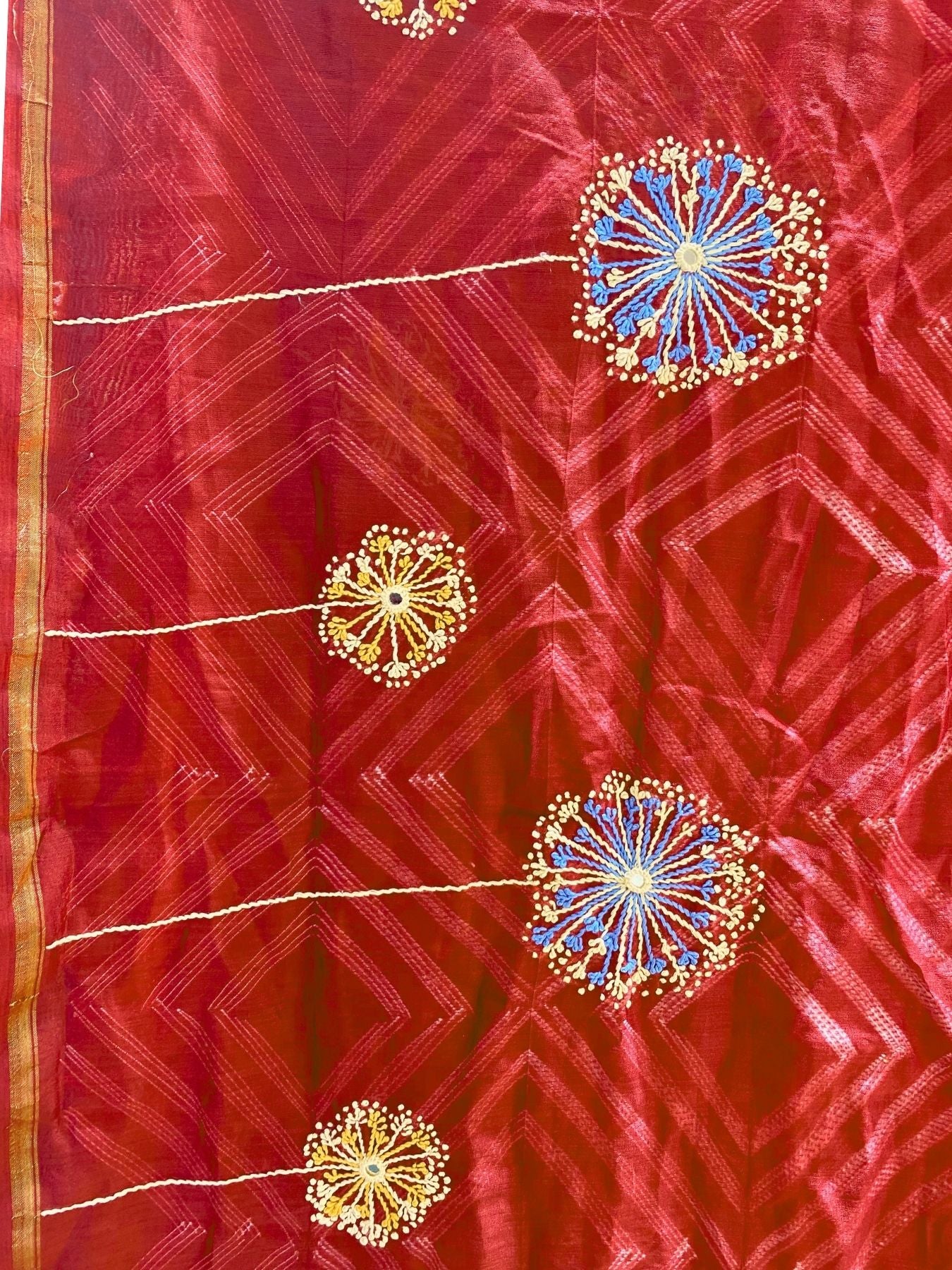 Singhaparni Magenta Shibori with Embroidery Saree