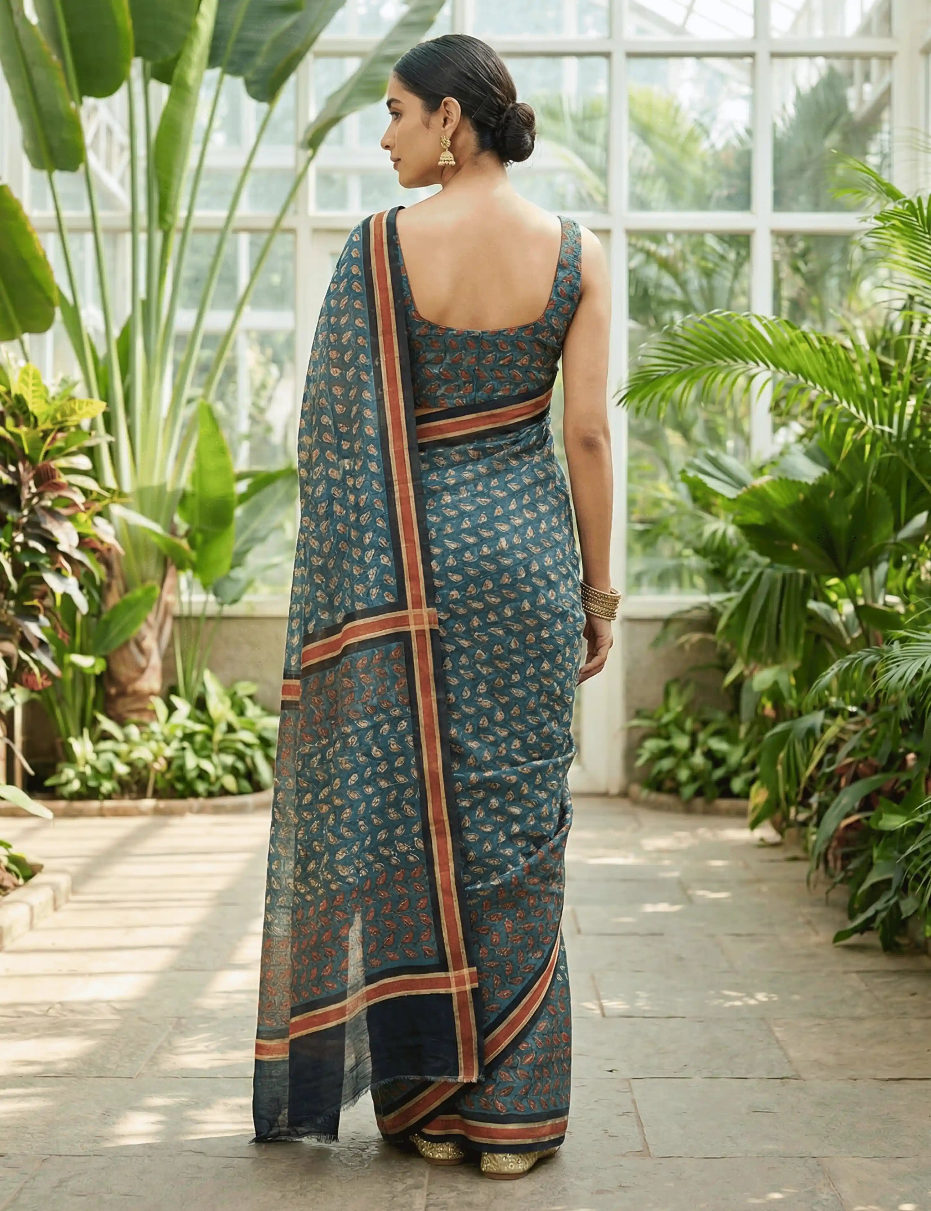 Indus Indigo Bagru Saree