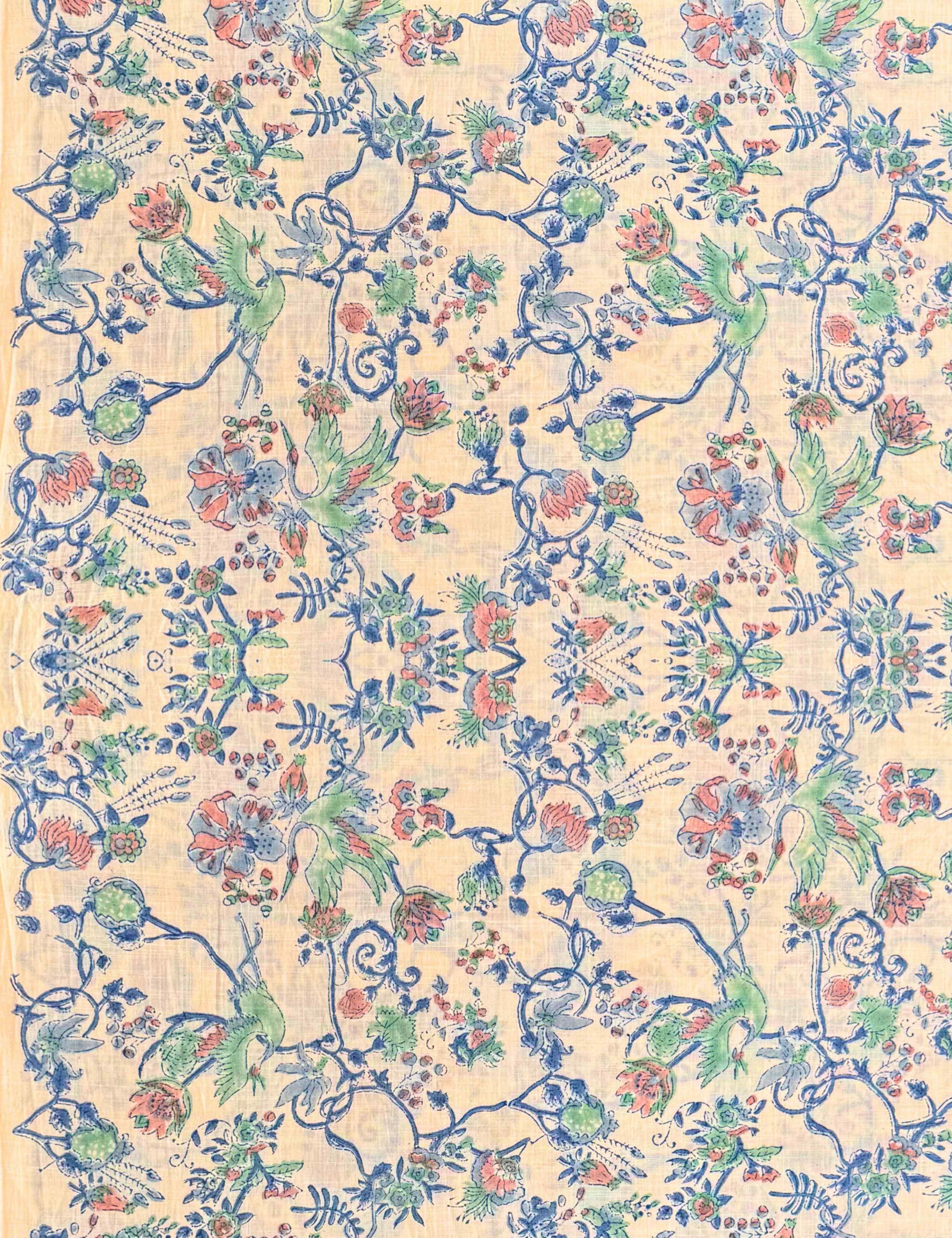 Beige Sanganeri Fabric