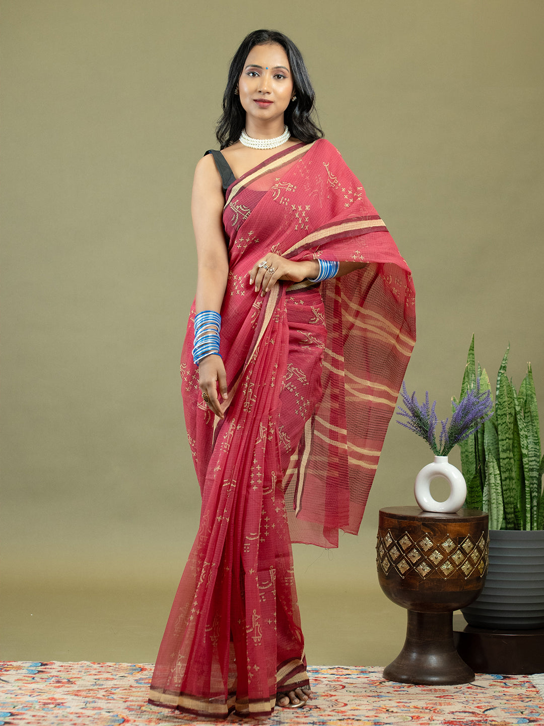 Raag Fuchsia Dabu Saree