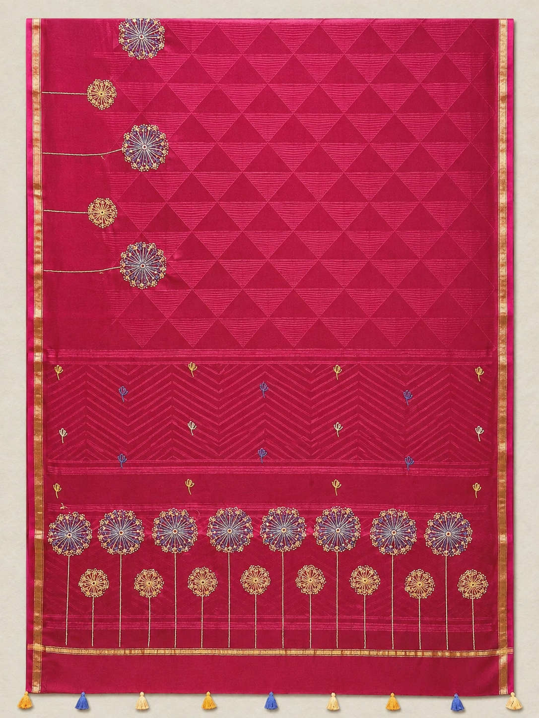 Singhaparni Crimson Shibori with Embroidery Saree