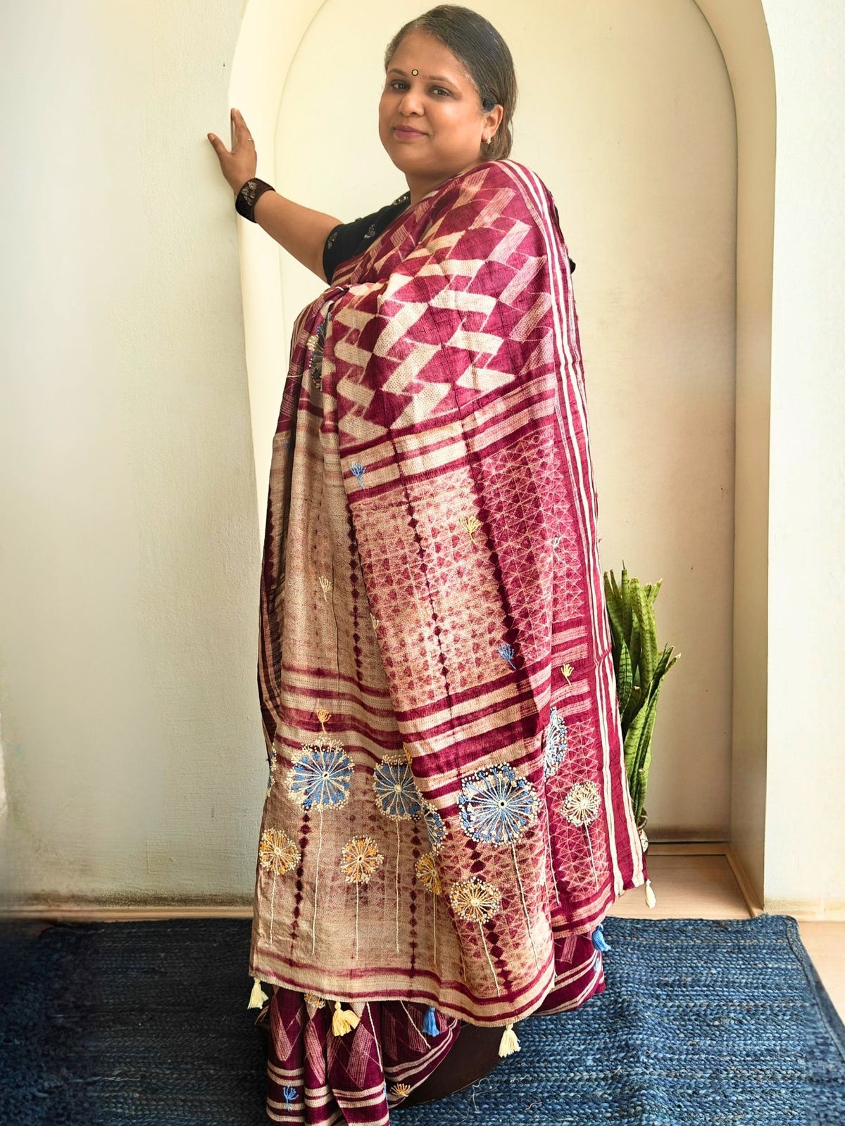 Singhaparni Mauve Shibori with Embroidery Saree