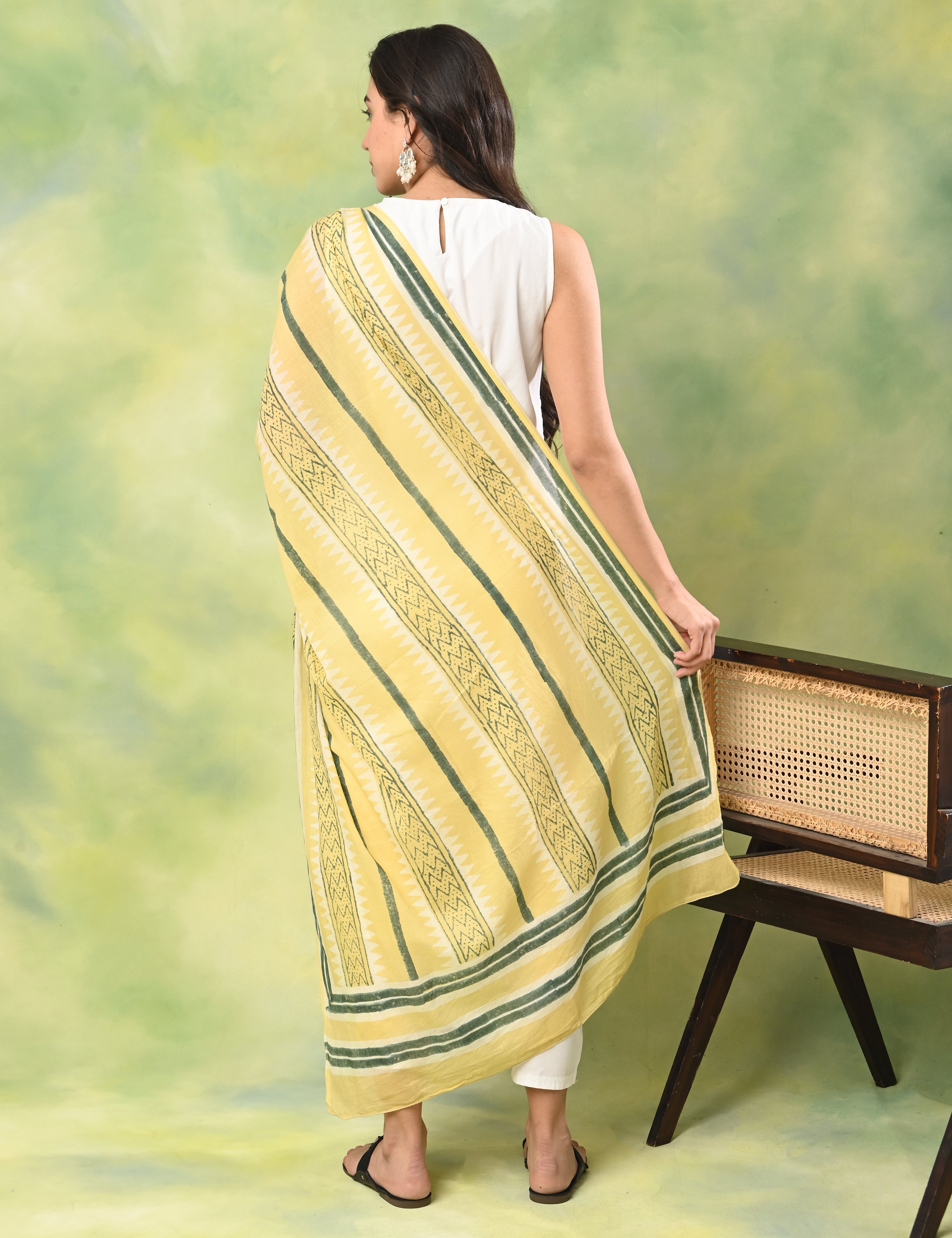 Patang Lemon Bagru Dupatta