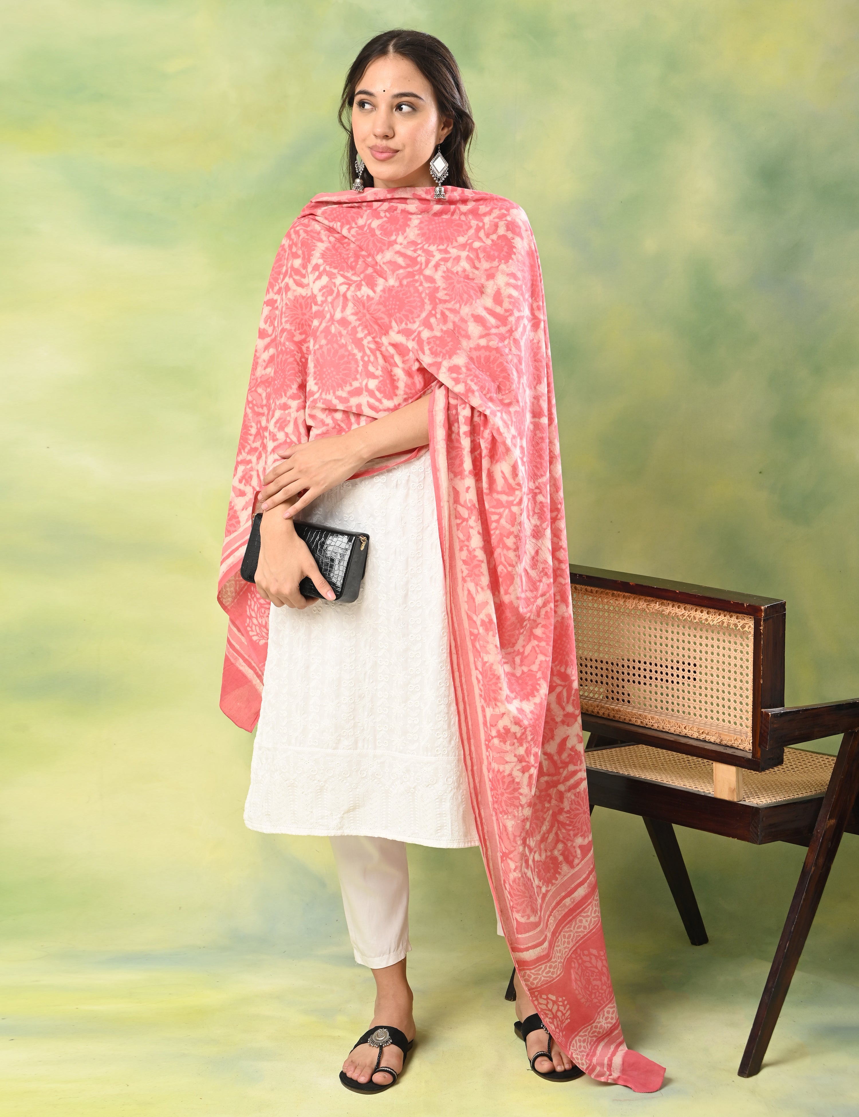 Pushkarini Pink Dabu Print Dupatta
