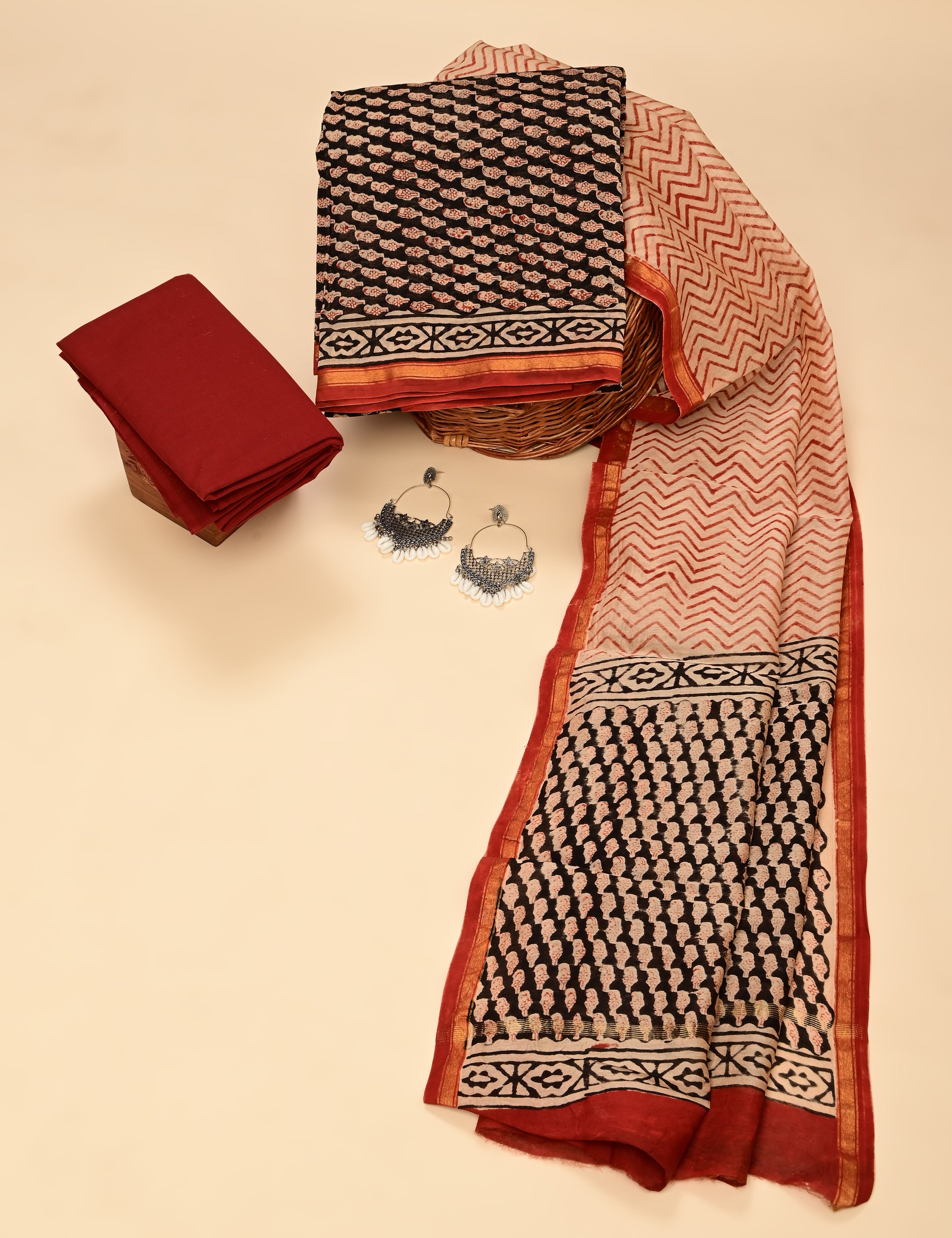 Shama Multicolored Bagru Dress Material