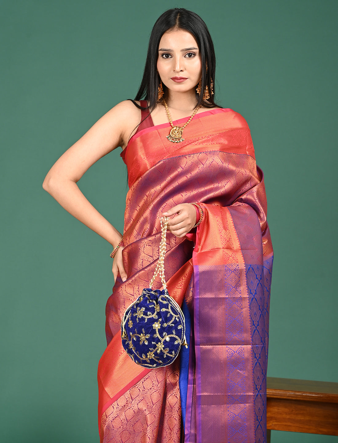 Aabha Magenta Art Silk Pattu Saree