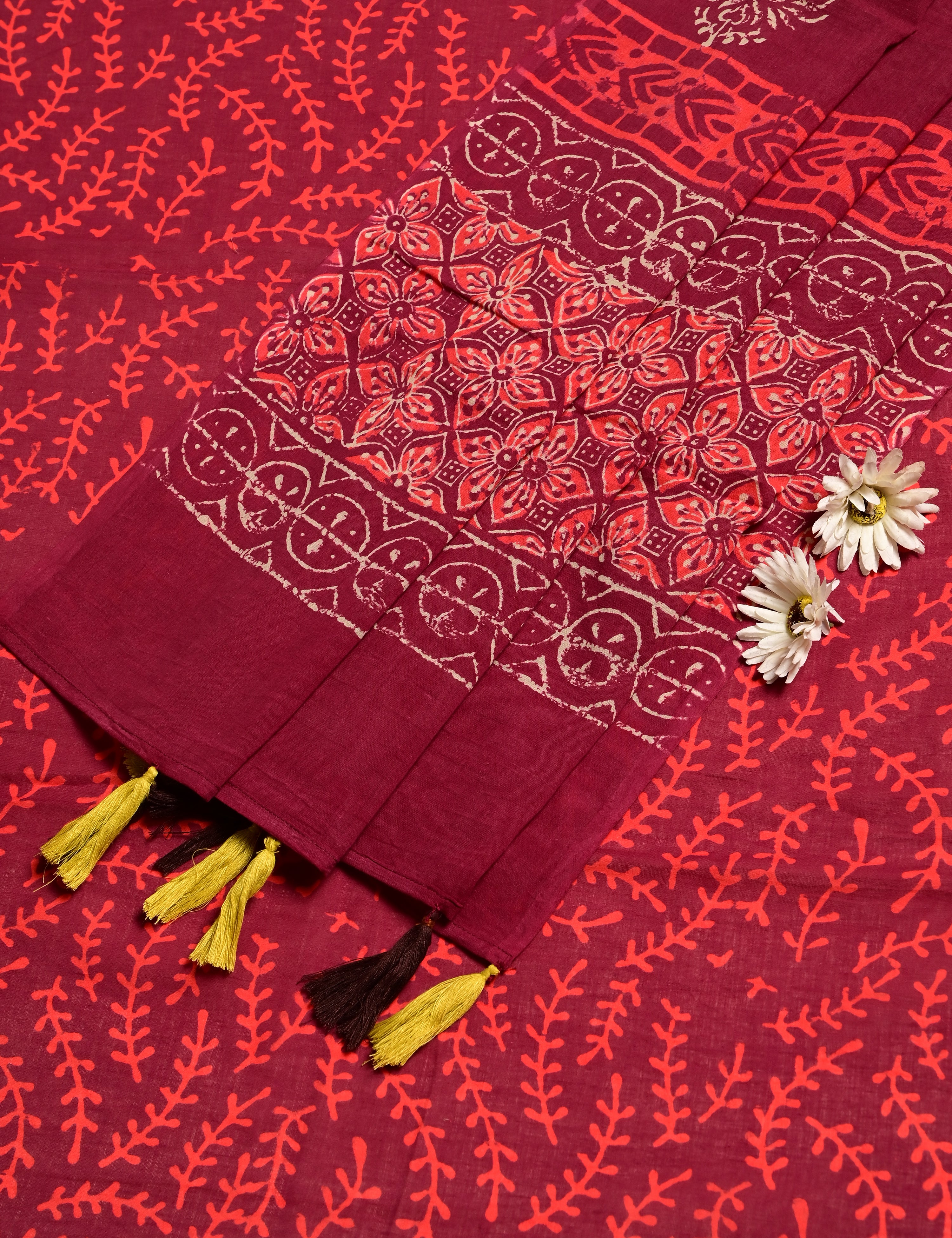 Nisarga Magenta Bagru Saree