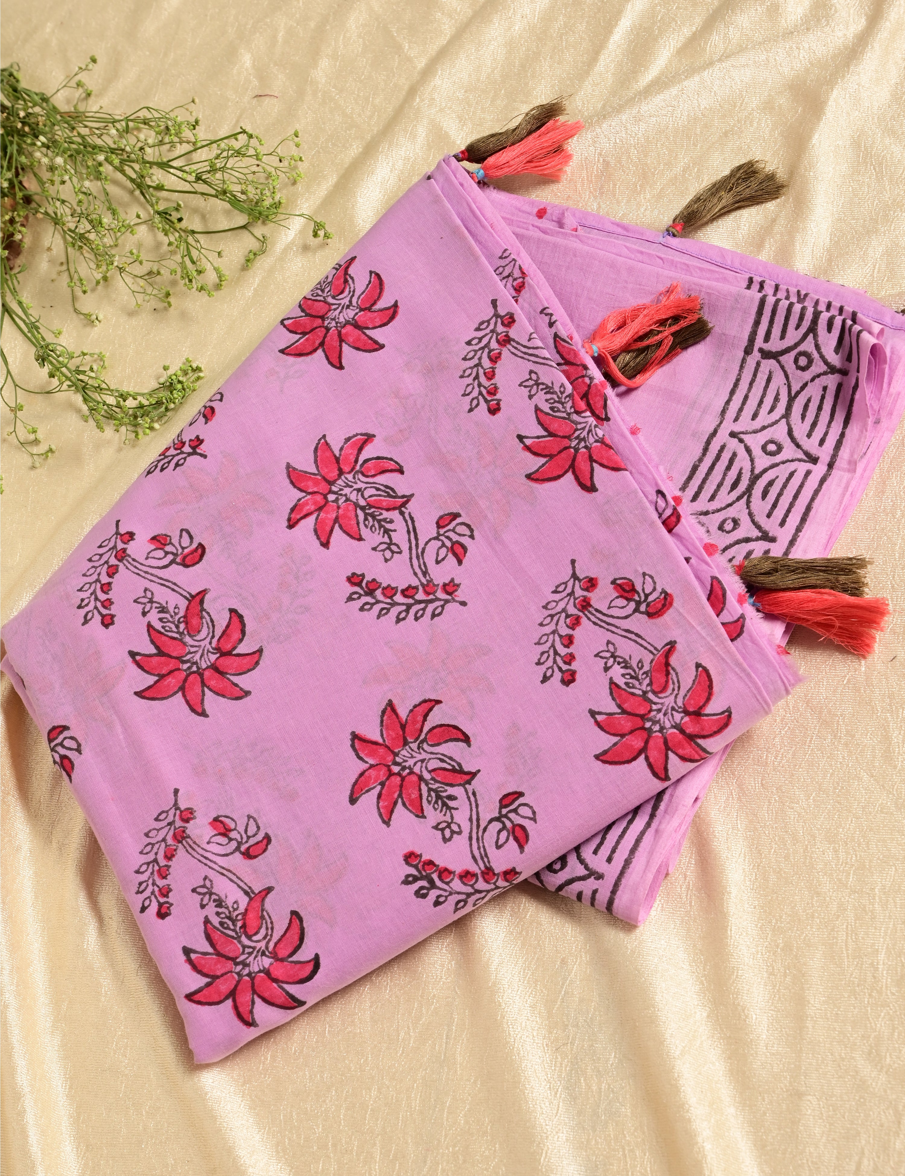 Nisarga Lavender Bagru Saree