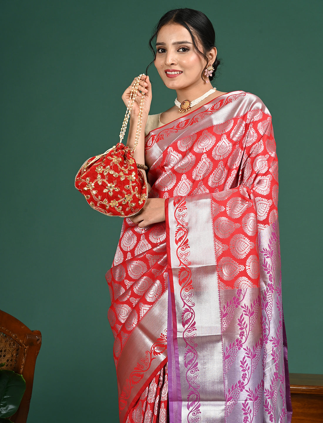 Padmini Red Art Silk Pattu Saree