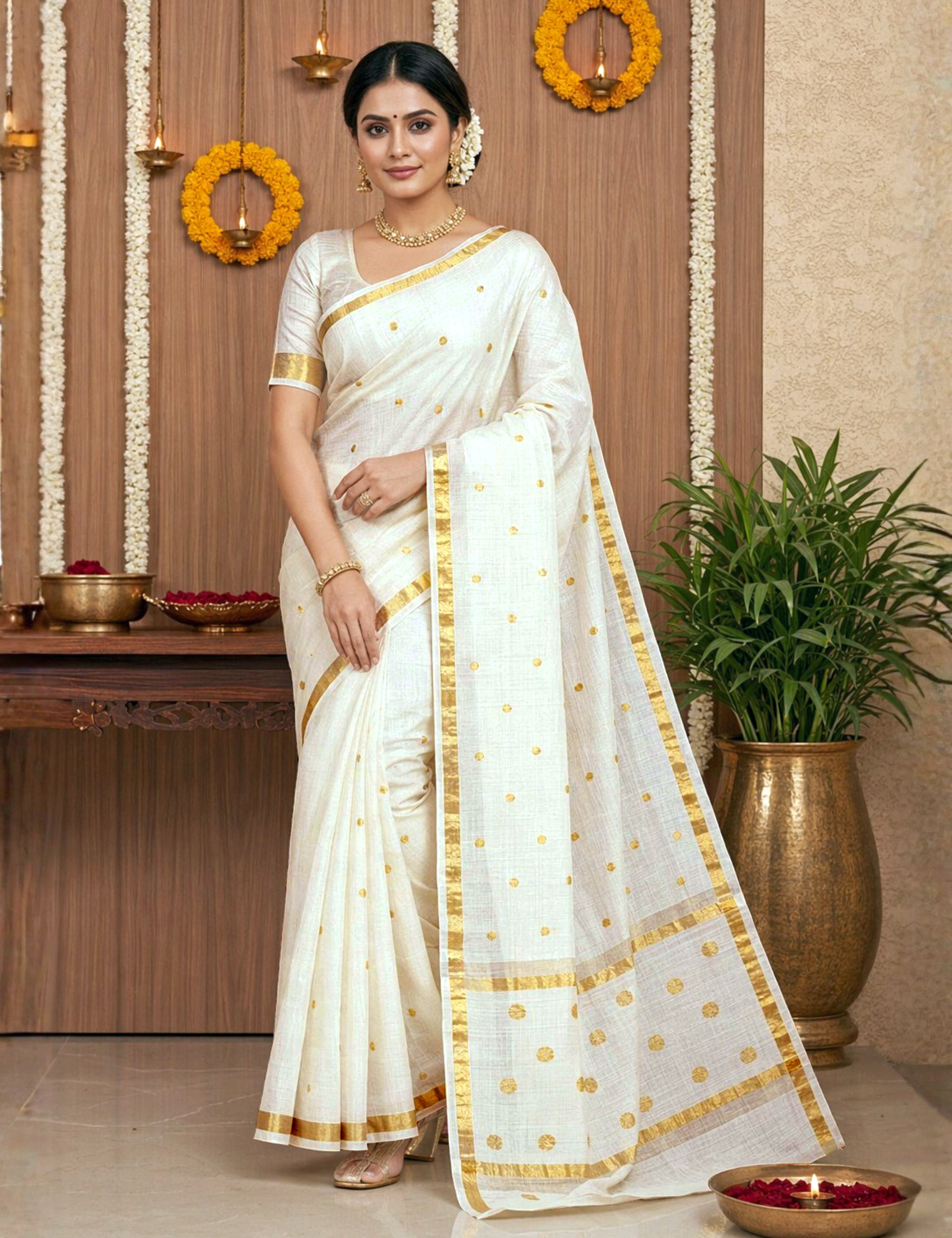 Off White Venkatagiri Saree