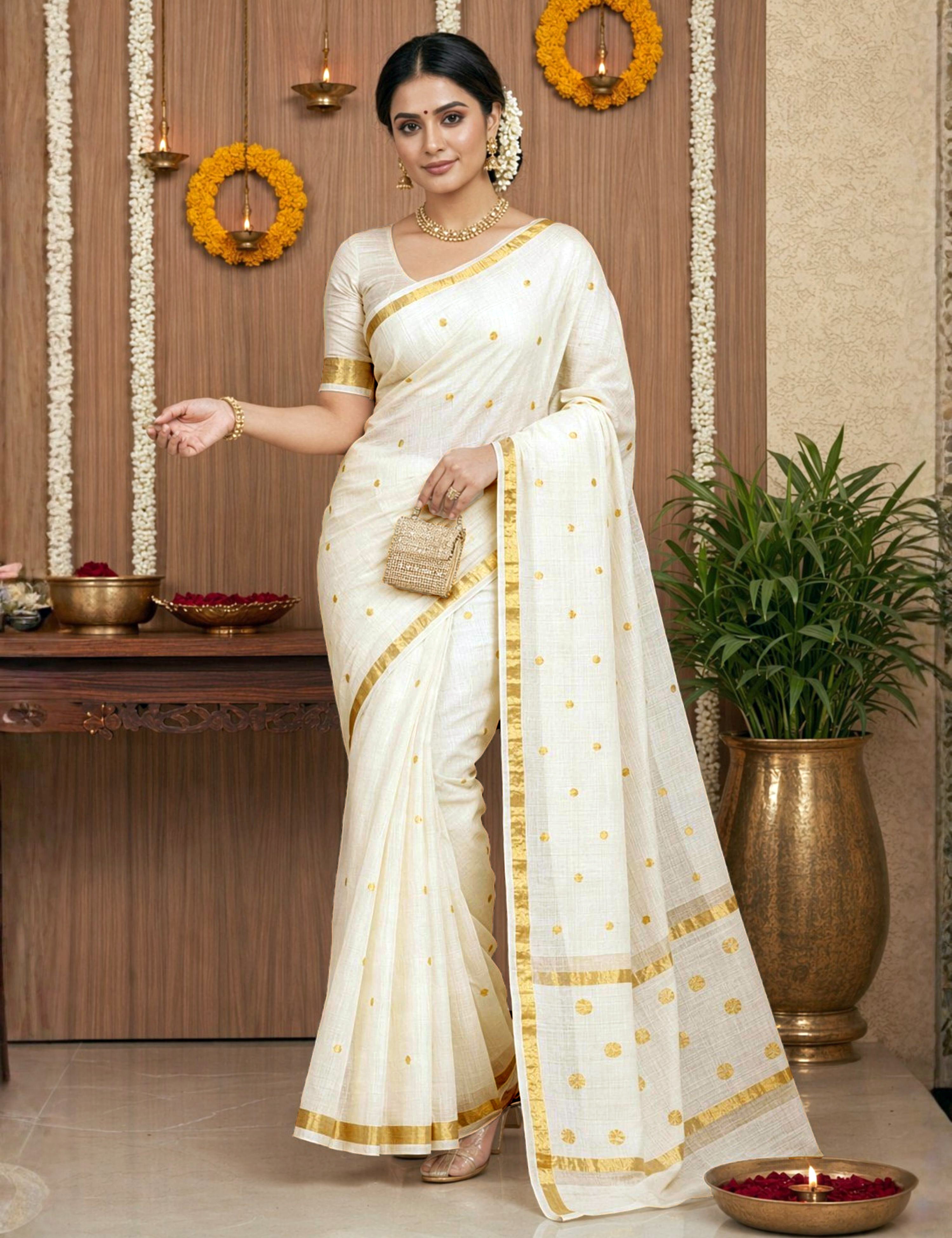 Off White Venkatagiri Saree