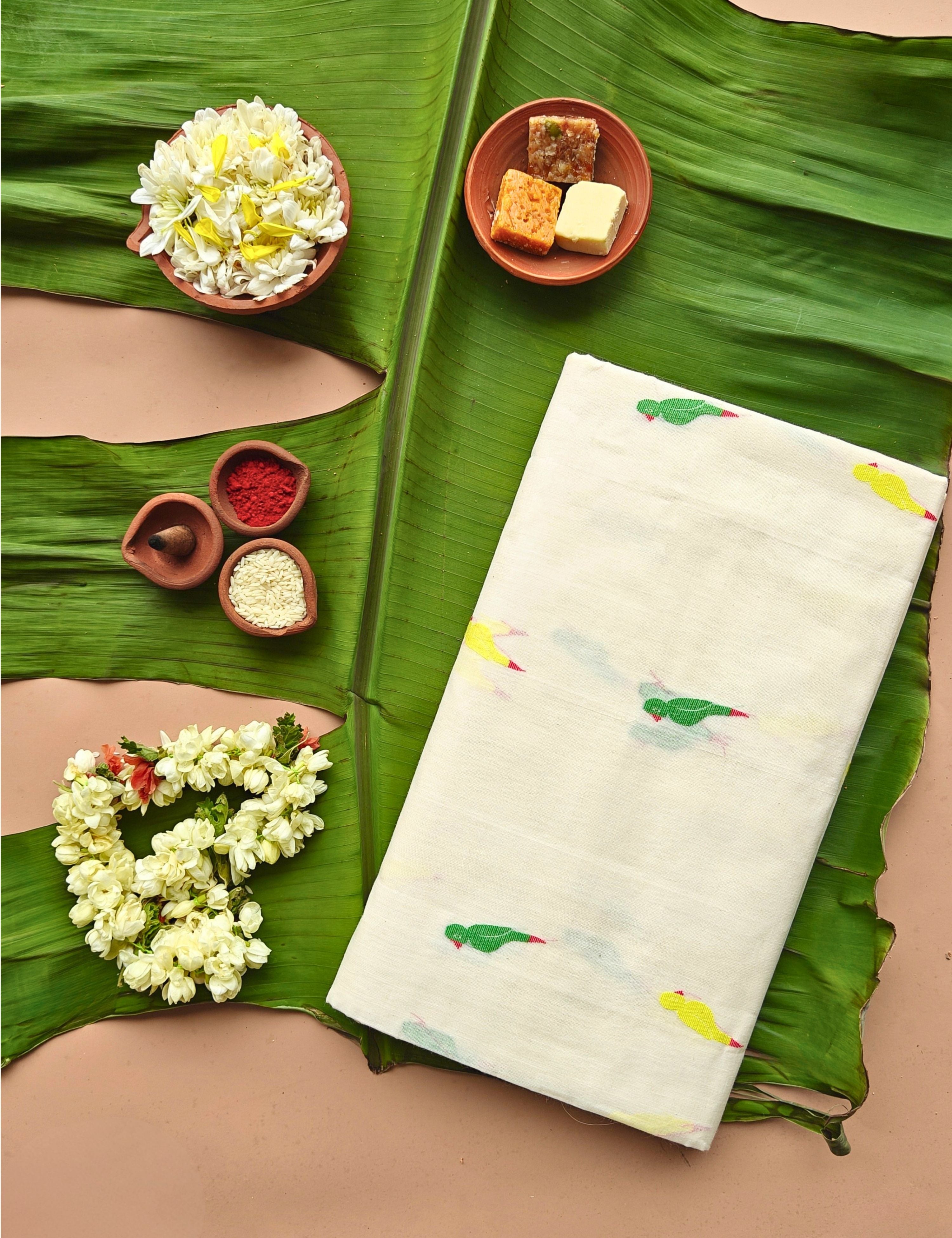 Tota Cream Venkatagiri Saree