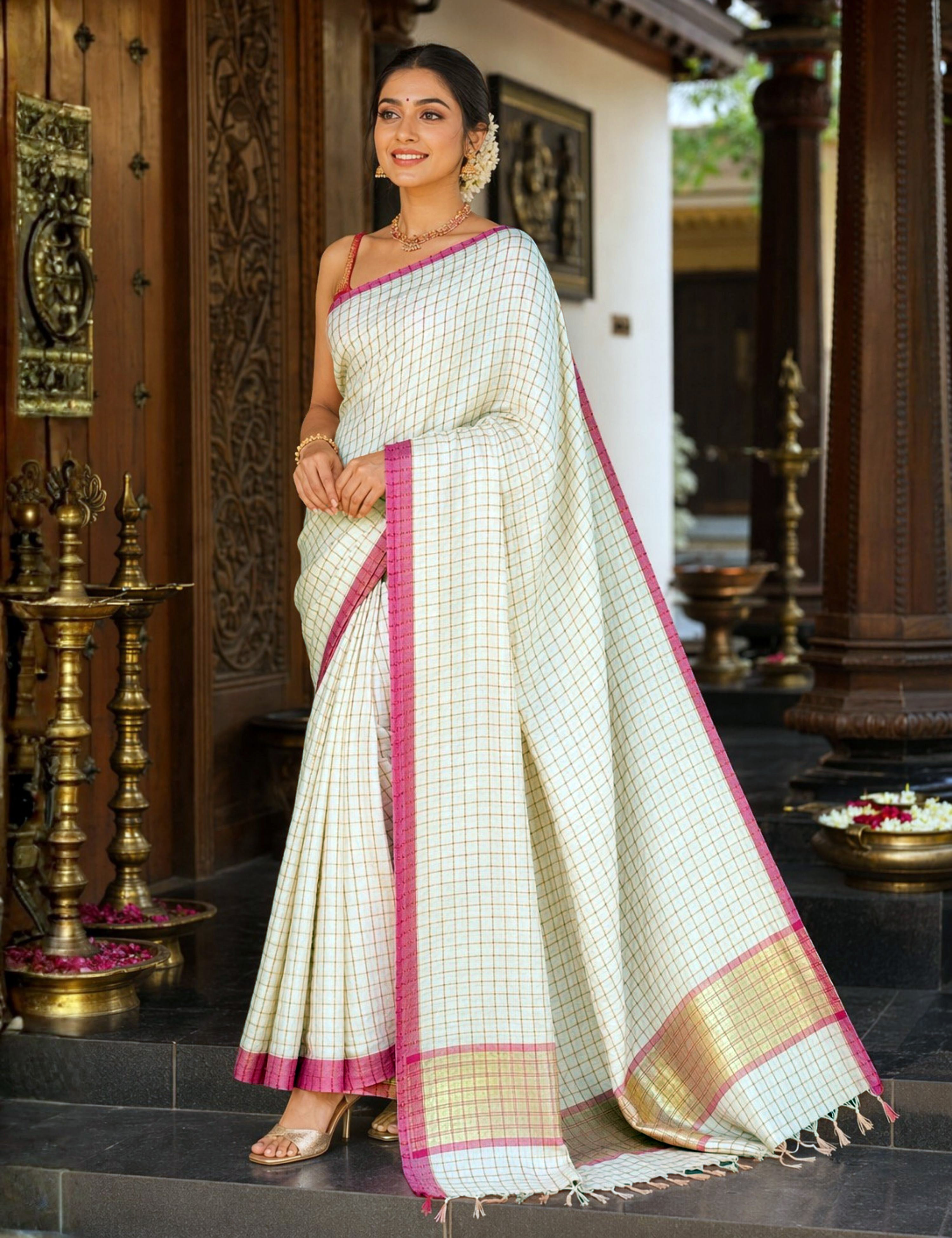 Madras Cream Venkatagiri Saree
