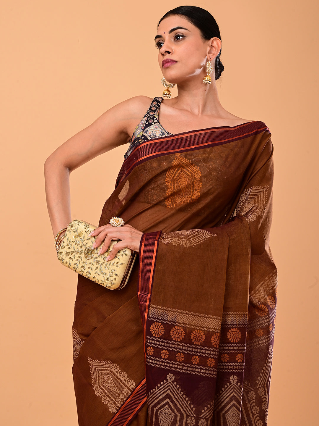 Brown Negamam Cotton Saree