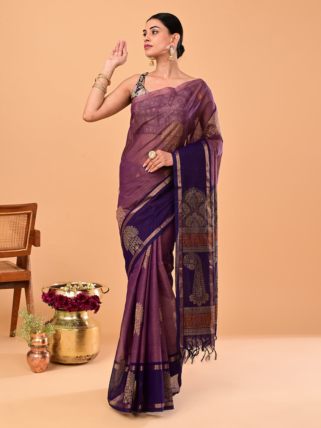 Lavender Negamam Cotton Saree
