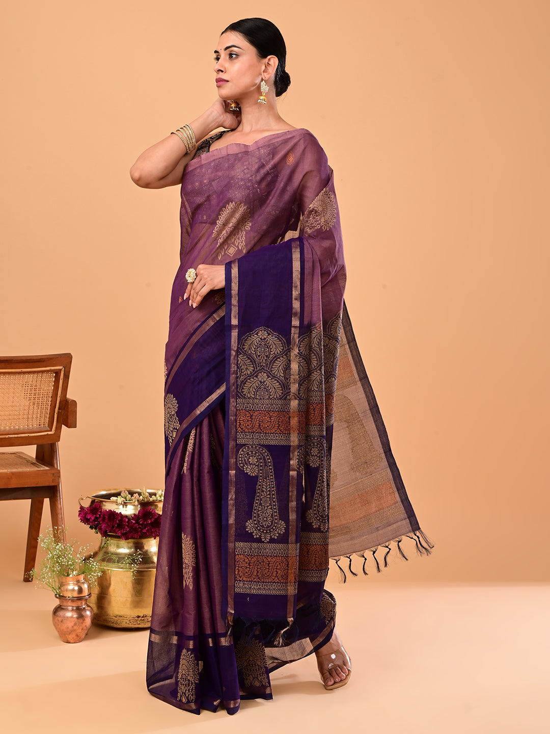 Lavender Negamam Cotton Saree