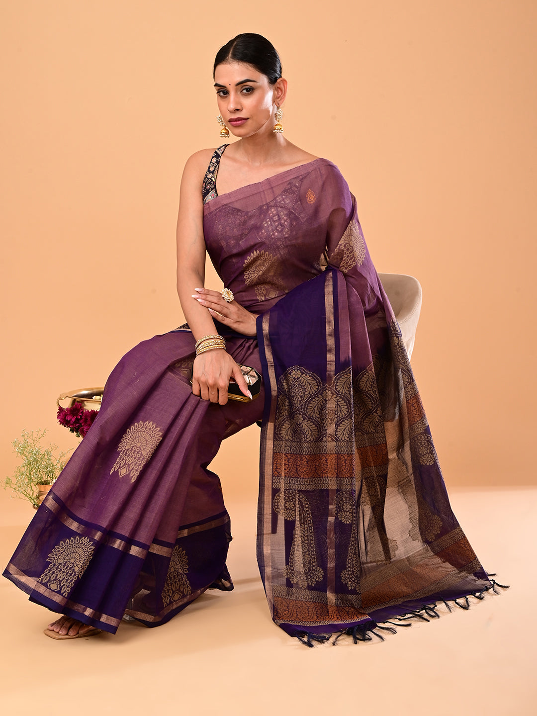 Lavender Negamam Cotton Saree