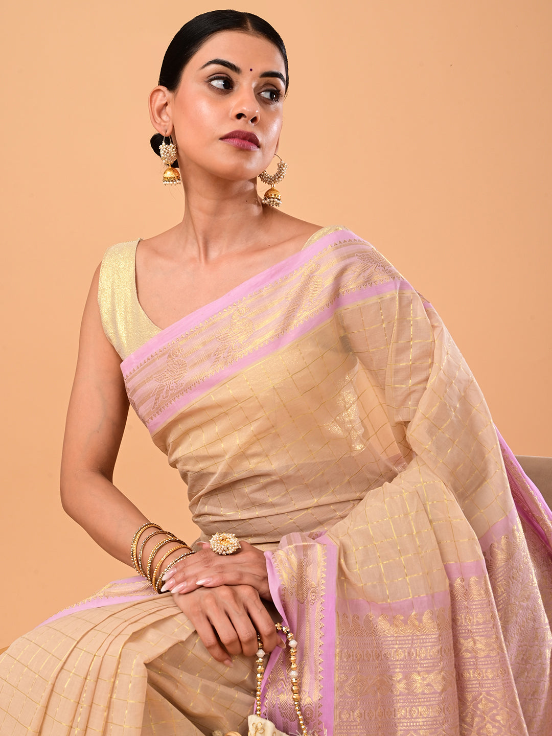 Kili Beige Venkatagiri Saree