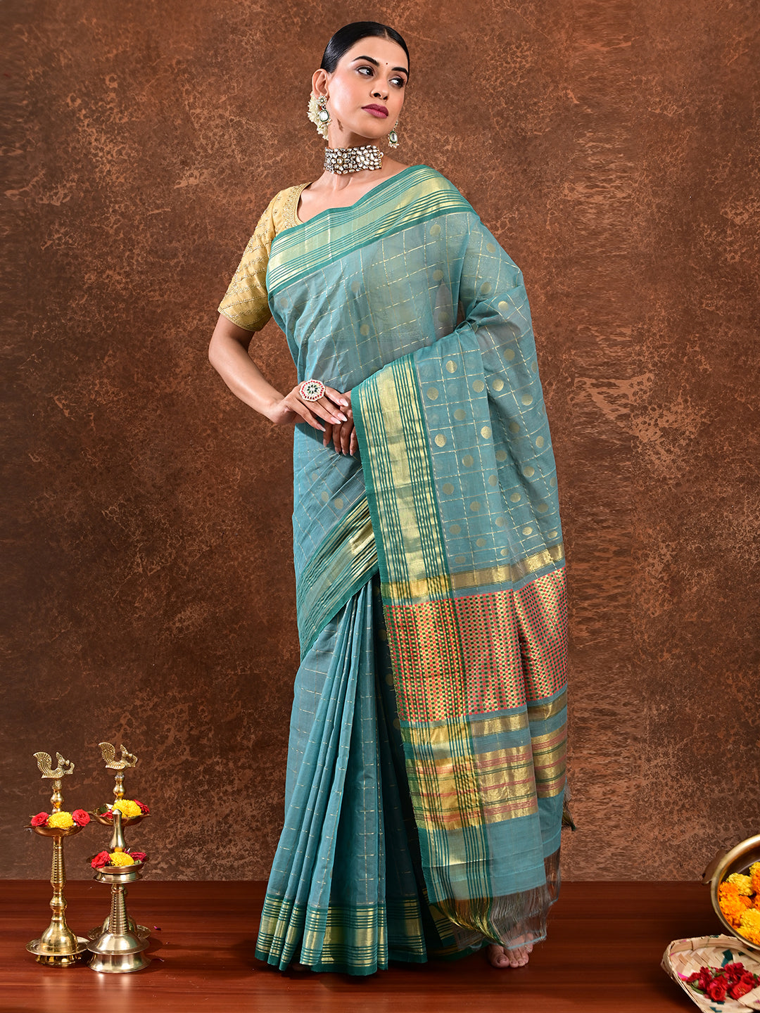Polka Off-White Venkatagiri Saree