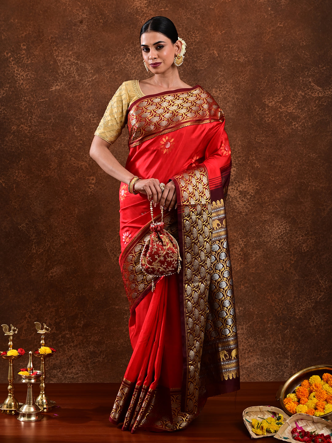 Surya Red Venkatagiri Saree