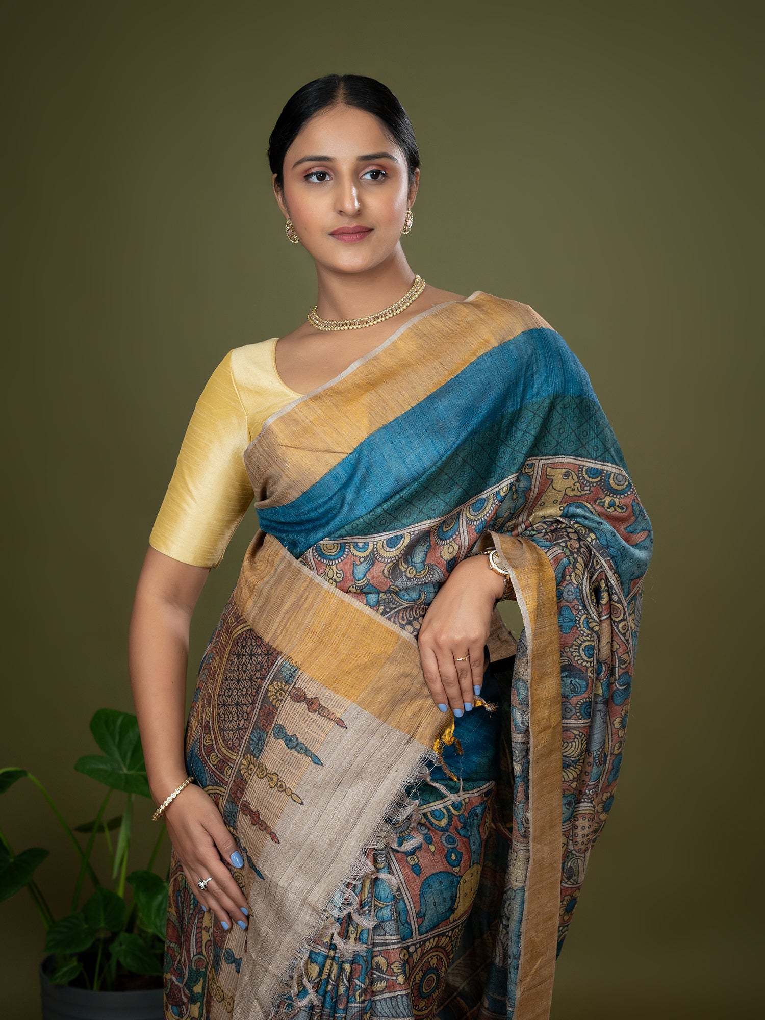 Chitrika Burnt Orange Kalamkari Saree