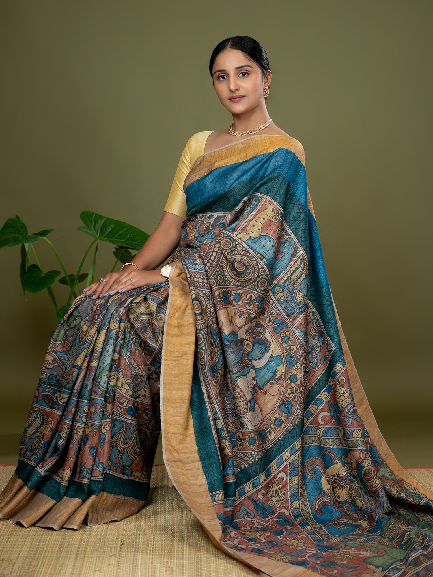 Chitrika Burnt Orange Kalamkari Saree