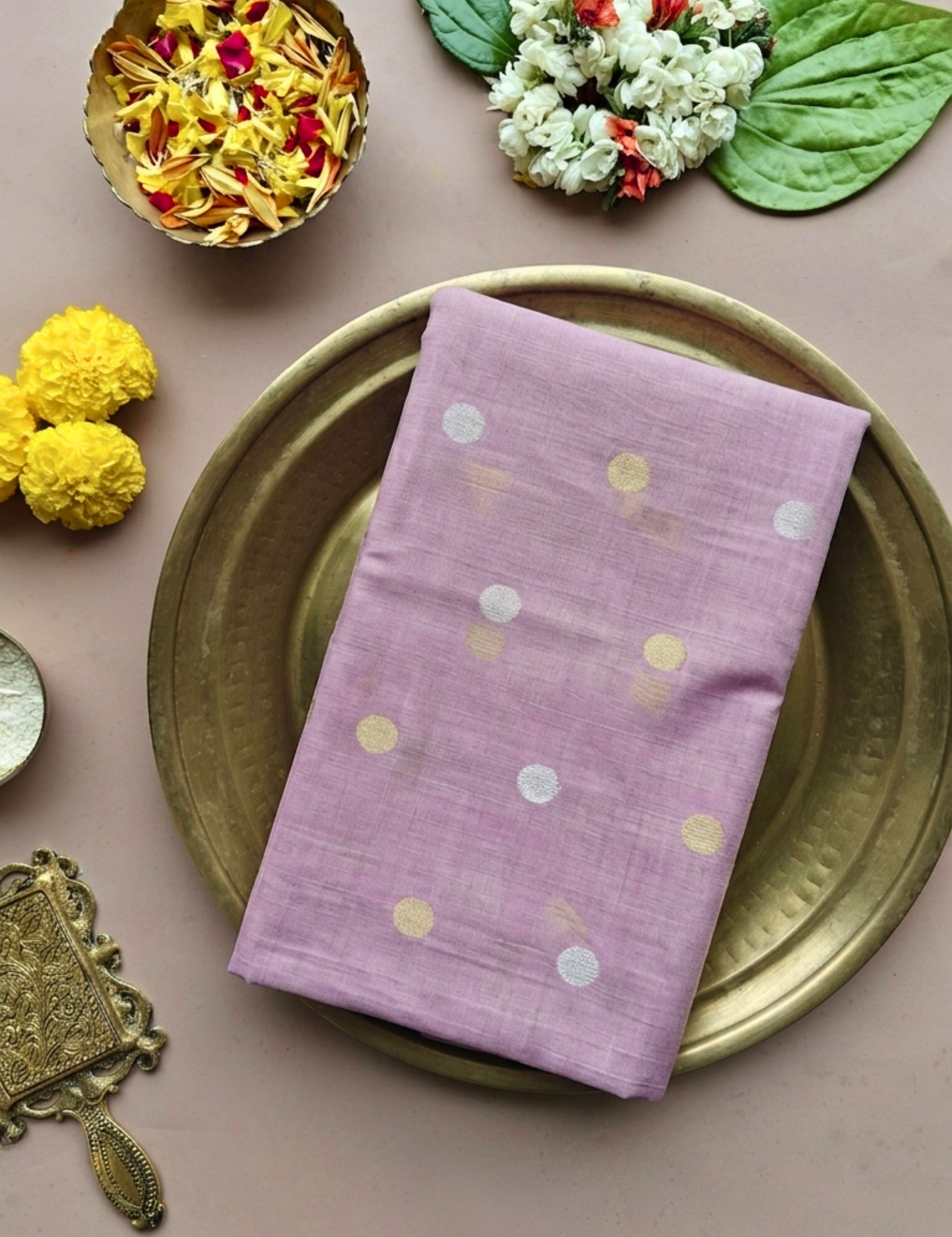Popat Lavendar Venkatagiri Jamdani Saree