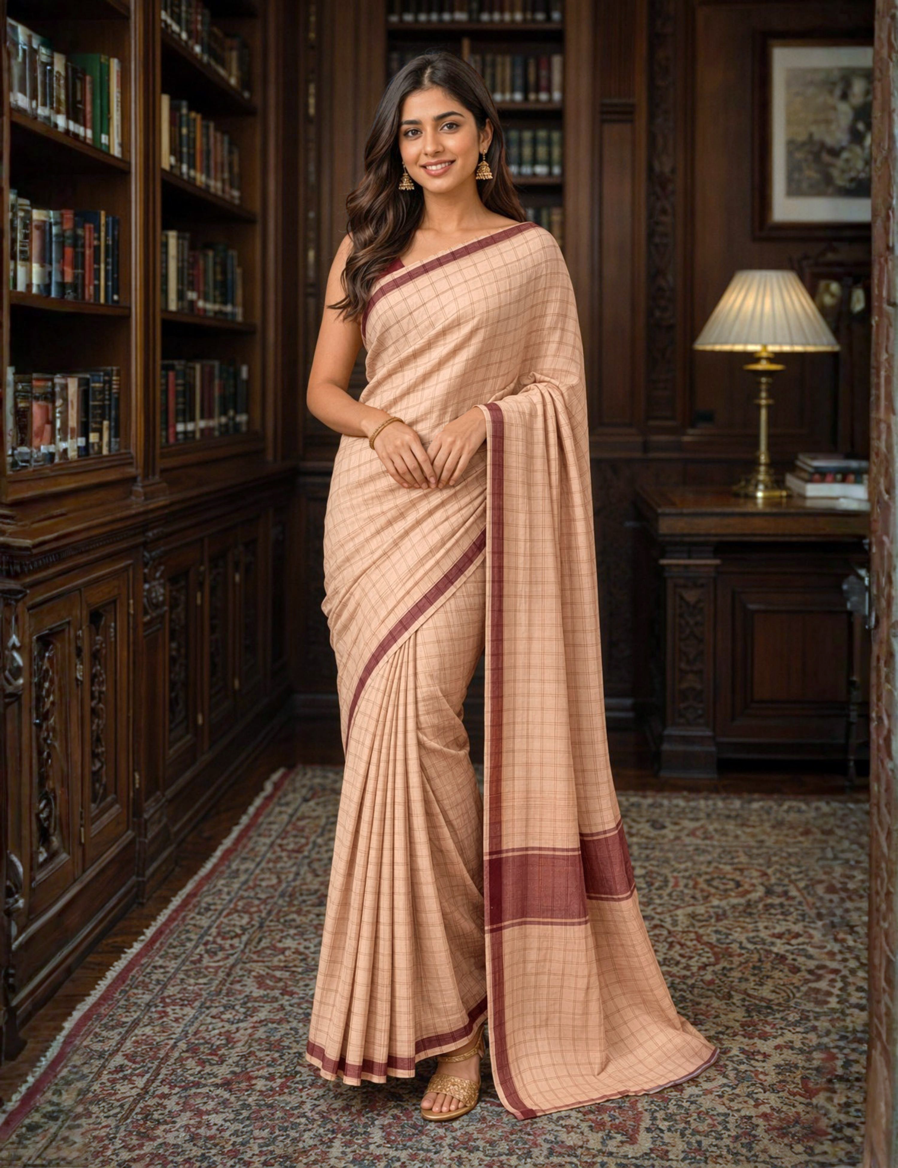 Kattam Dusty-Pink Venkatagiri Saree