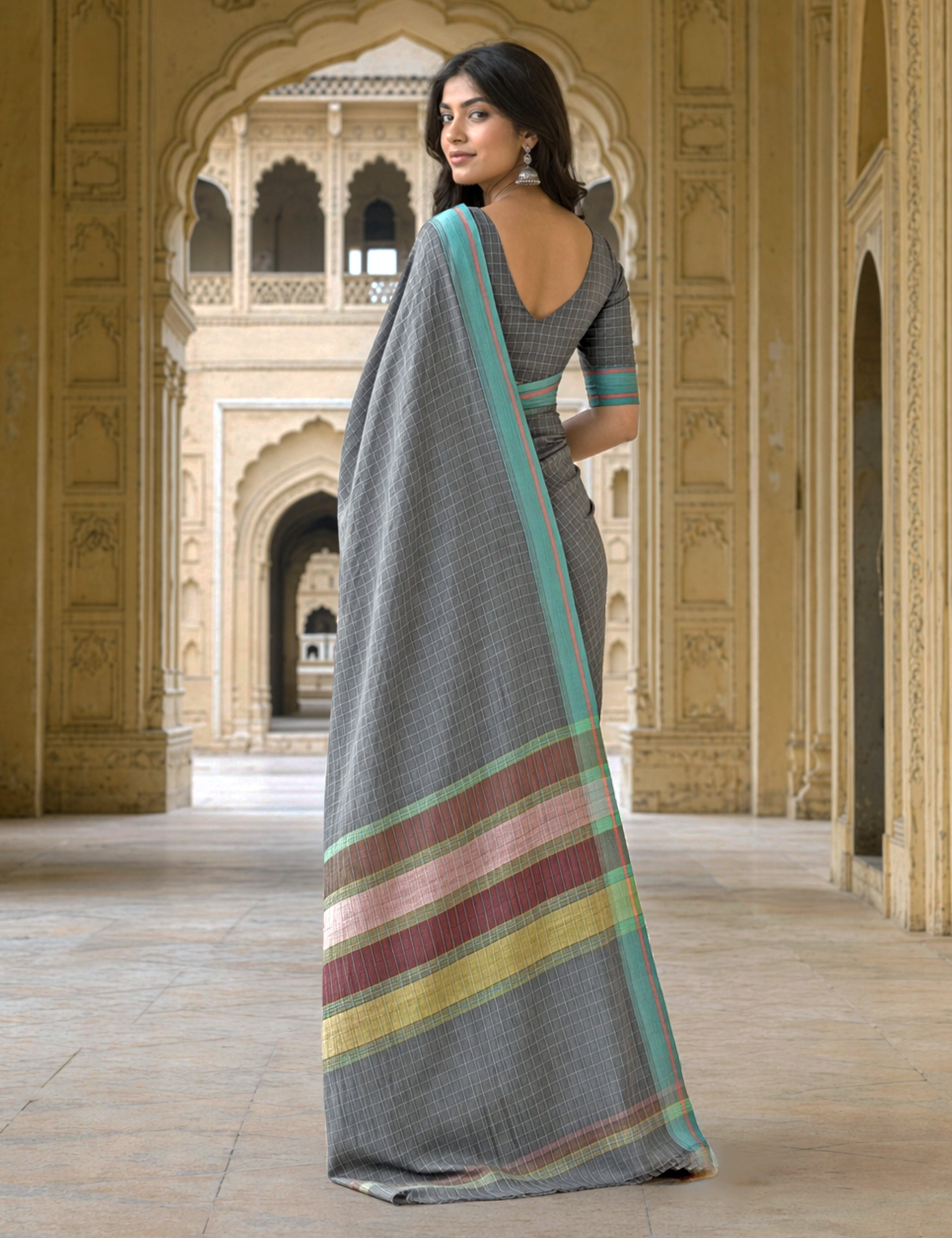 Kattam Grey Venkatagiri Saree