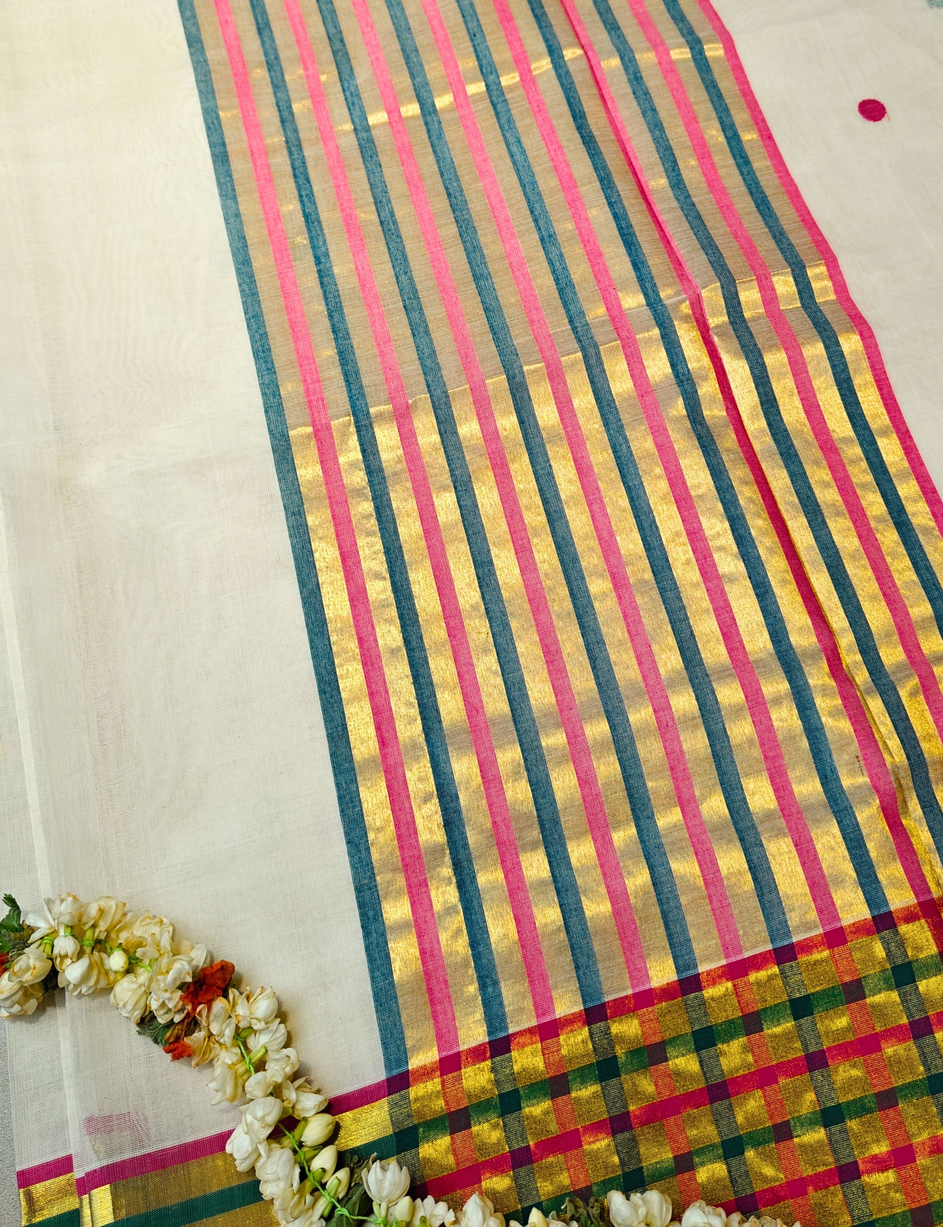 Indradhanush Off-White Venkatagiri Jamdani Saree