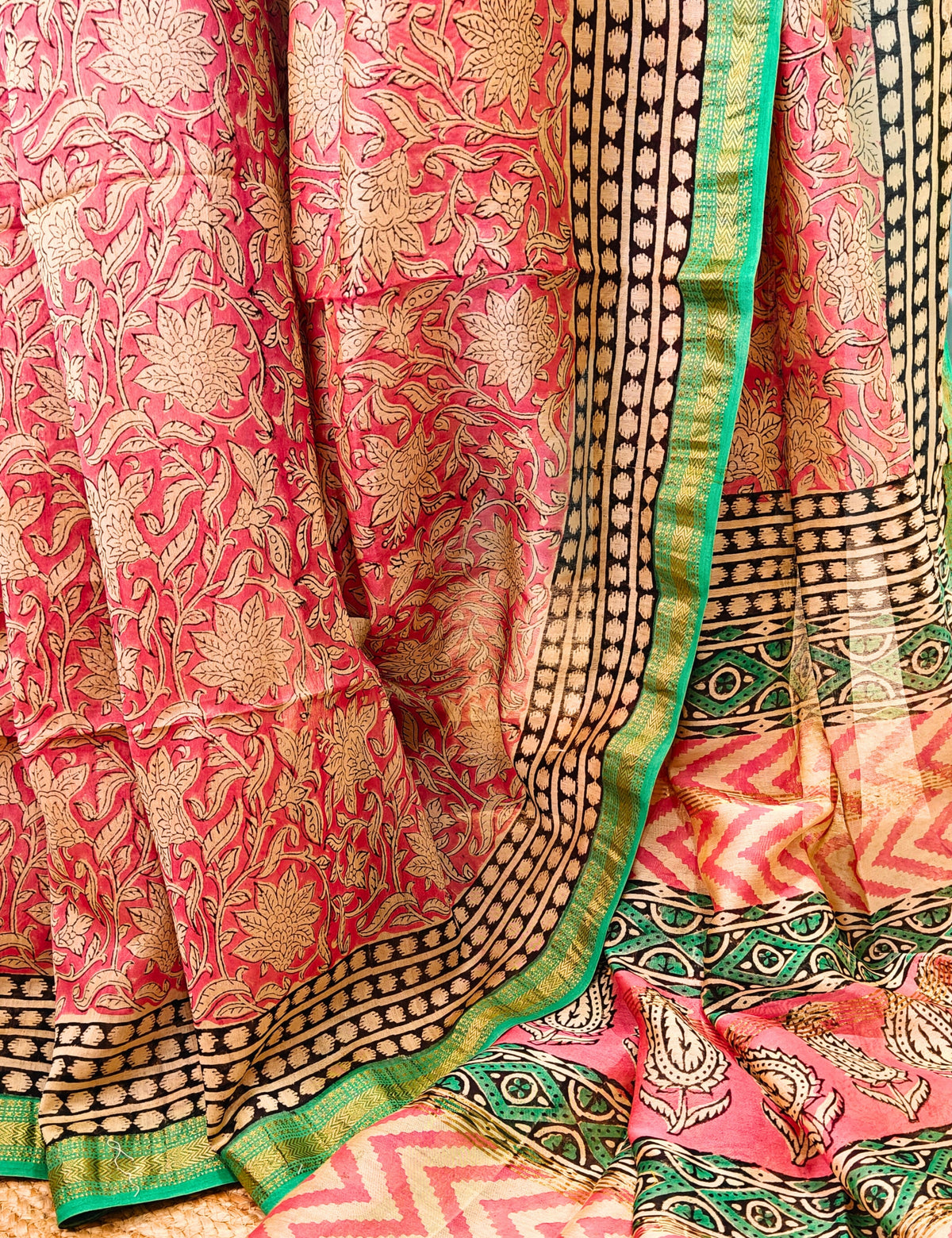 Mudhrita Multicolored Bagru Saree