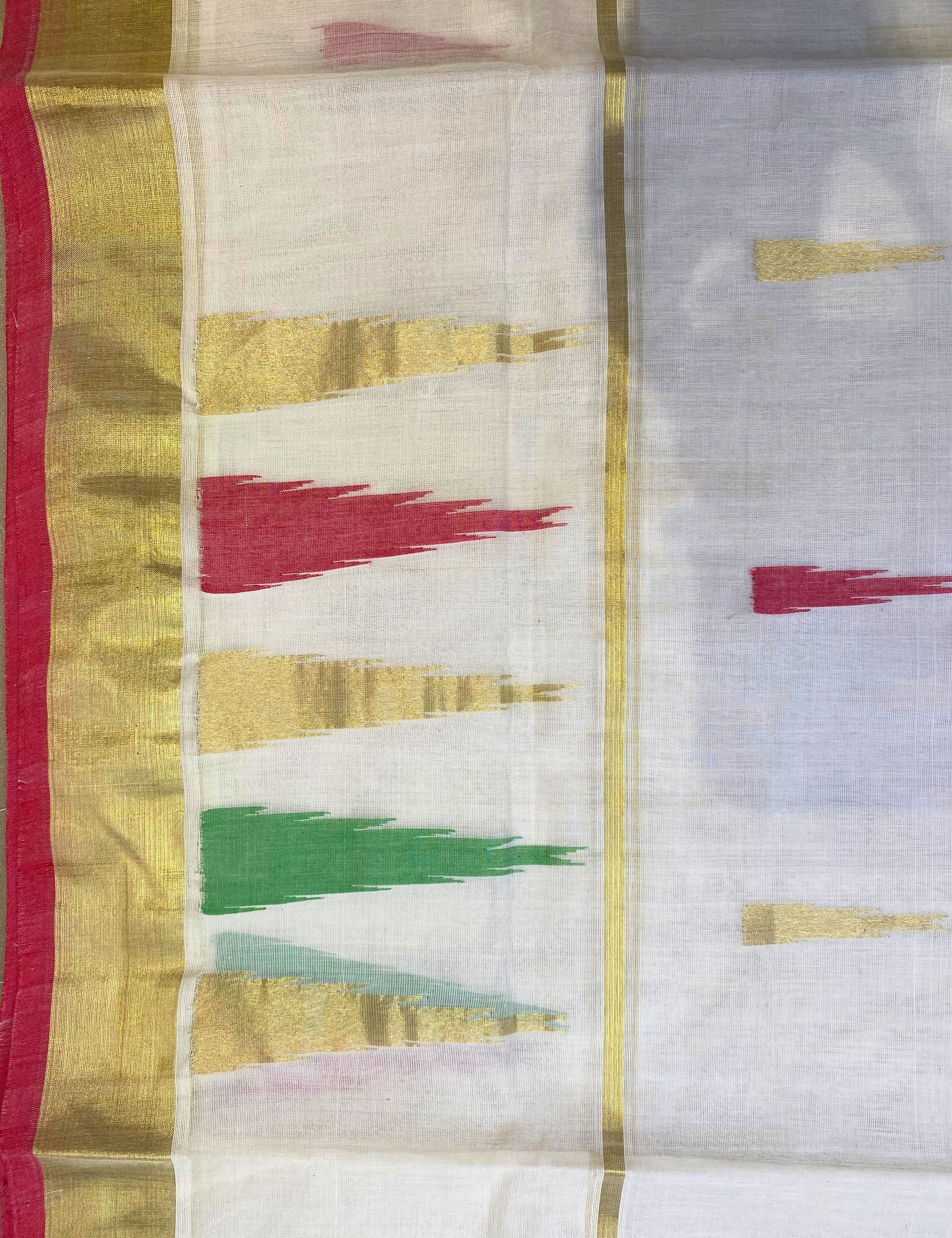 Mandir Off-White Venkatagiri Jamdani Saree
