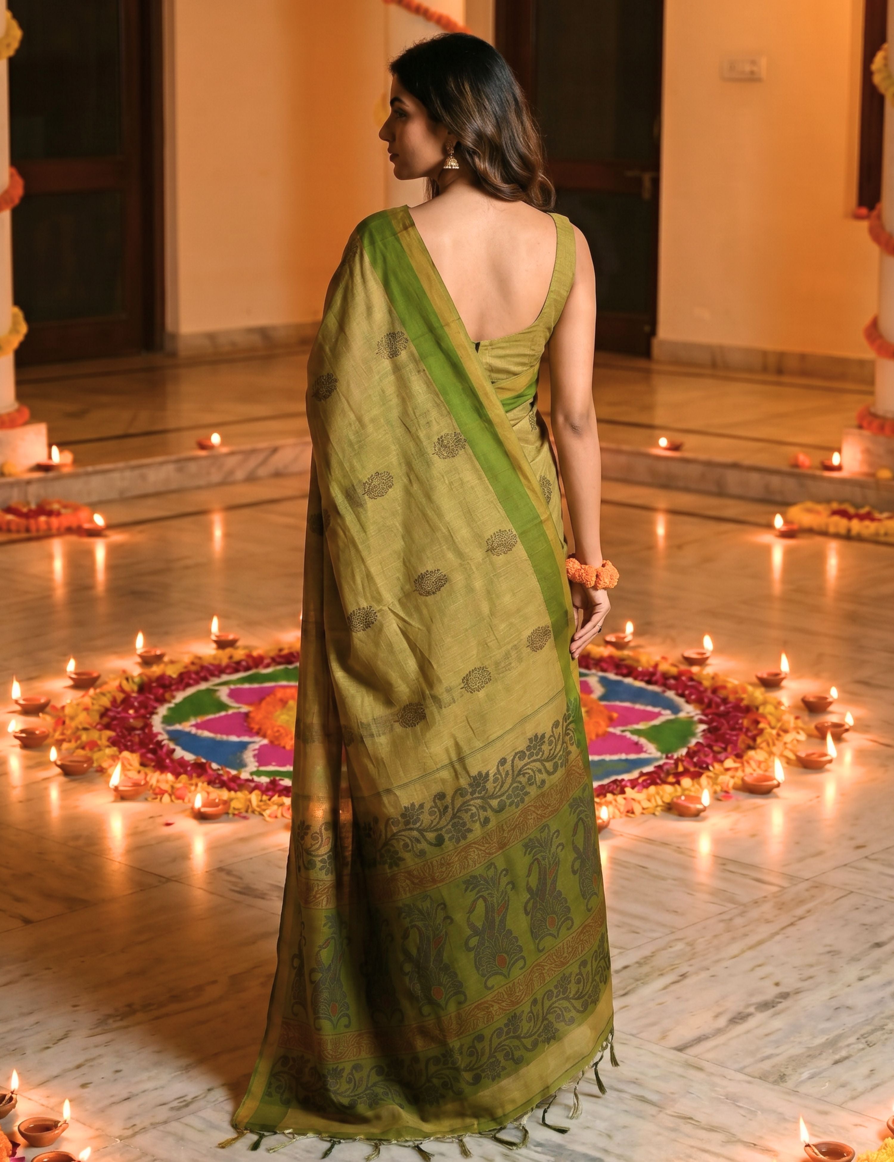 Khaki Negamam Cotton Saree