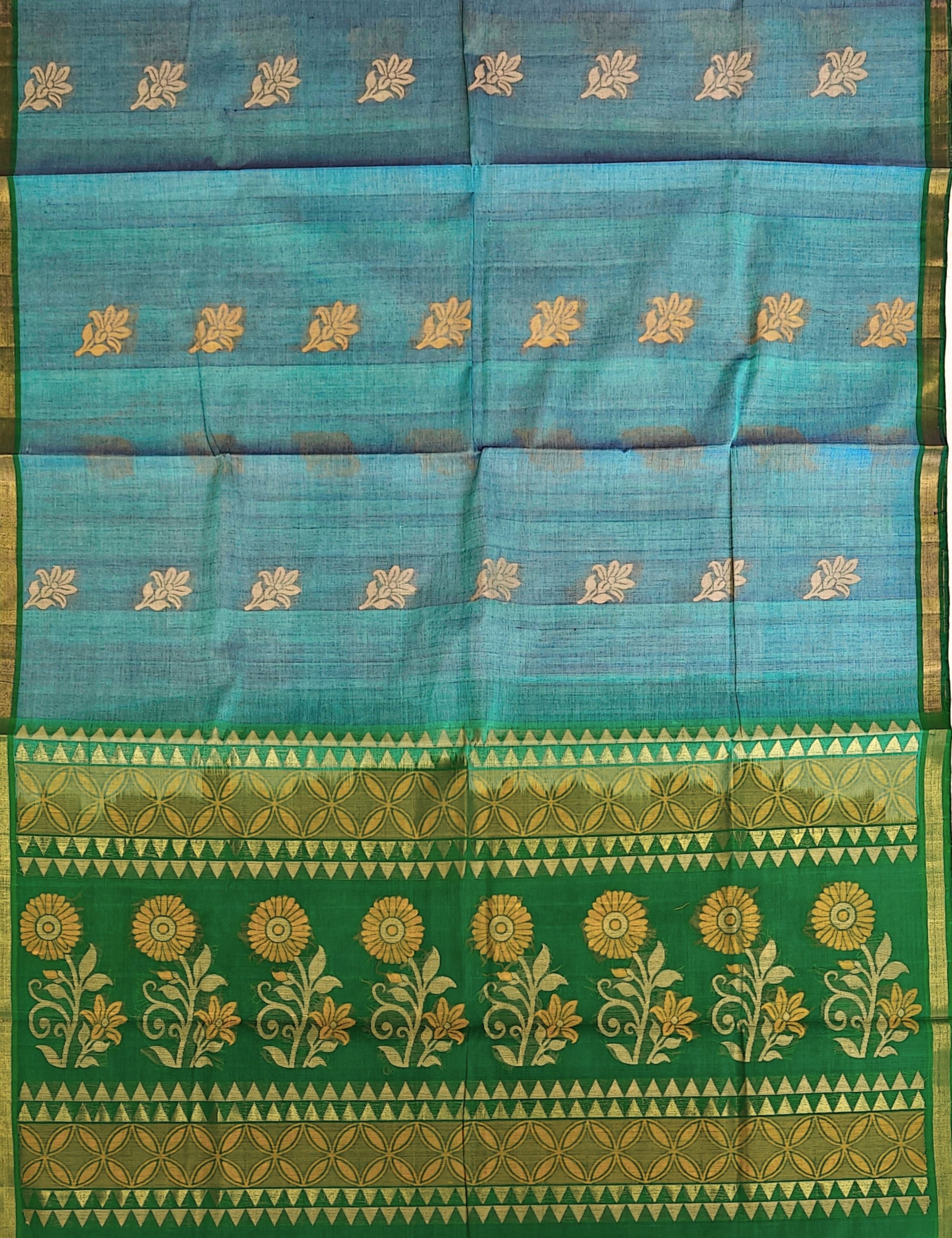 Teal Negamam Cotton Saree