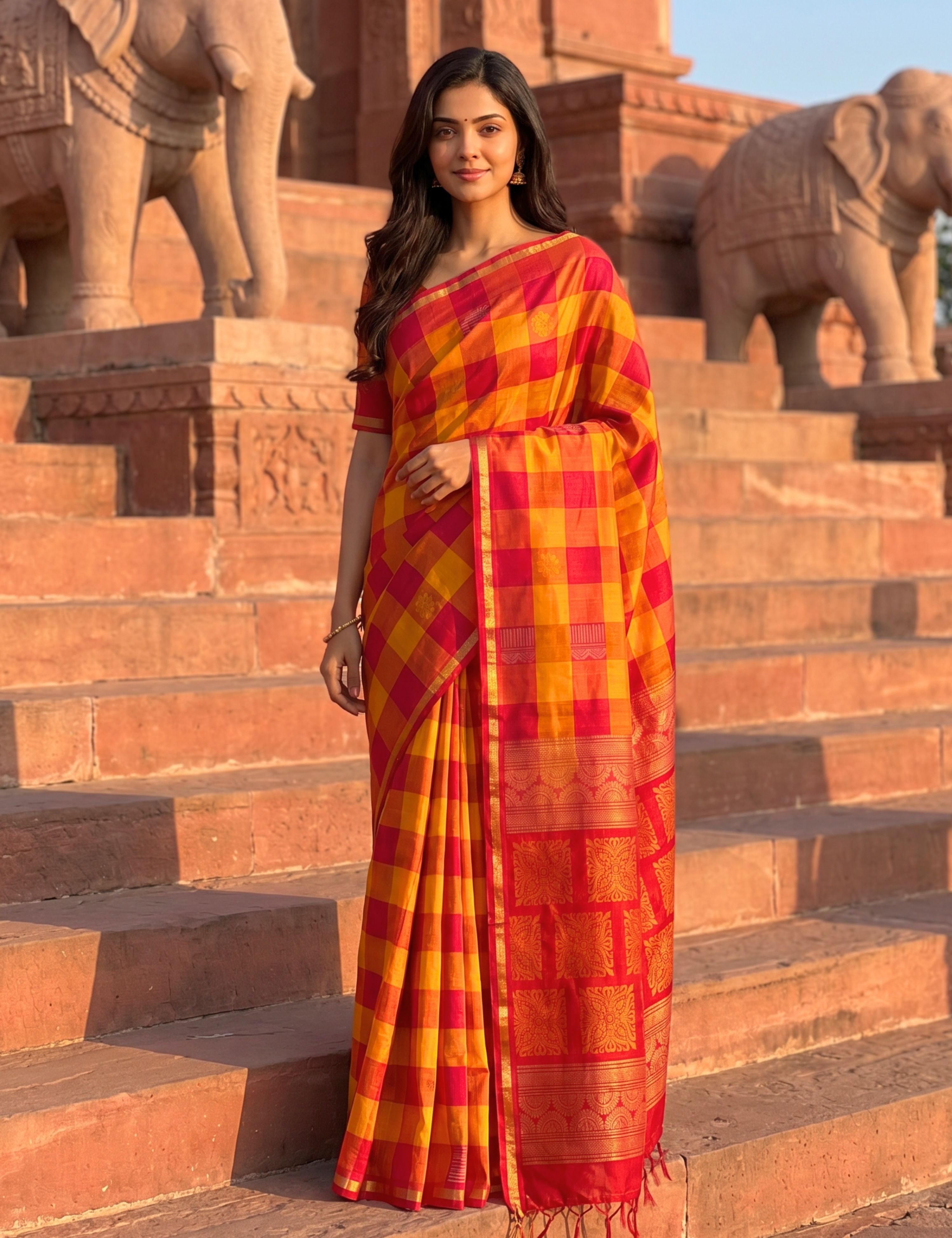 Fuchsia Negamam Cotton Saree