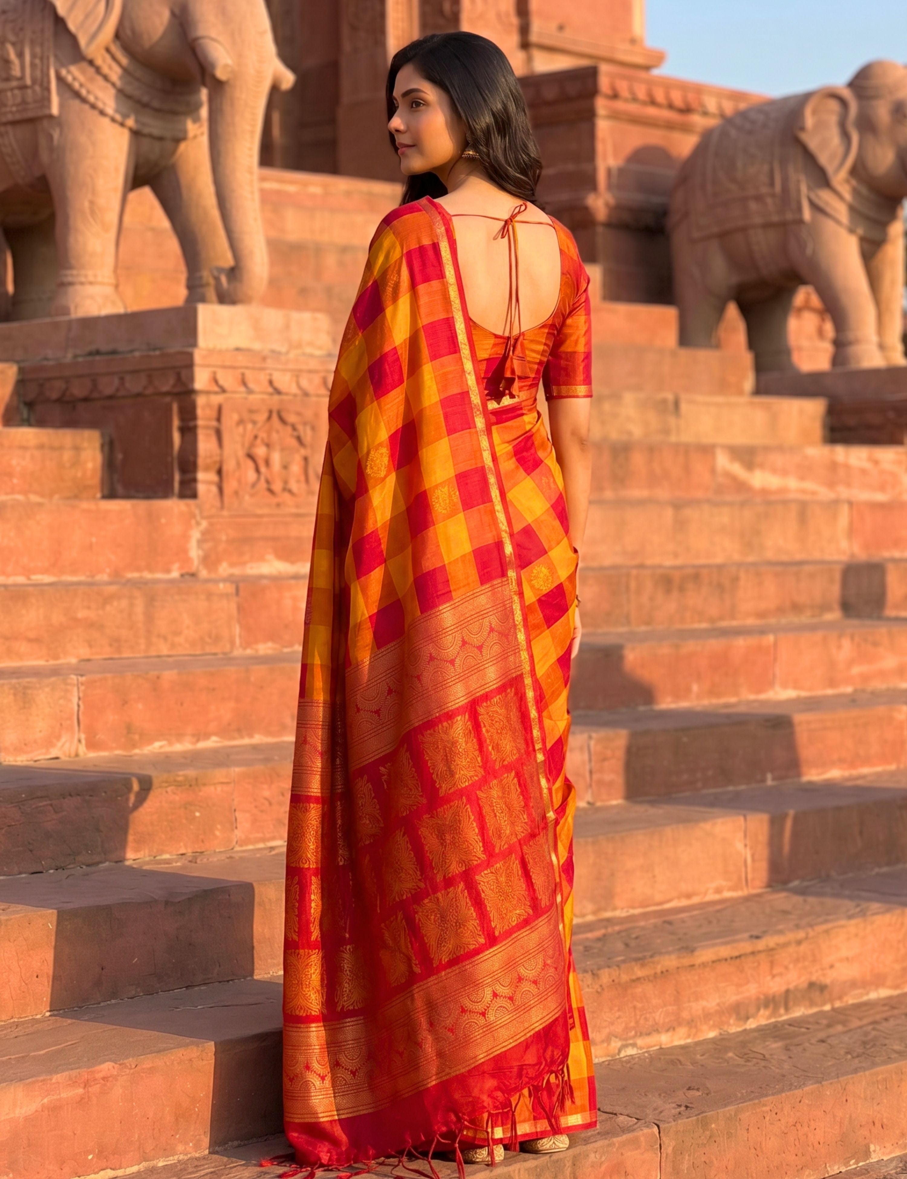 Fuchsia Negamam Cotton Saree