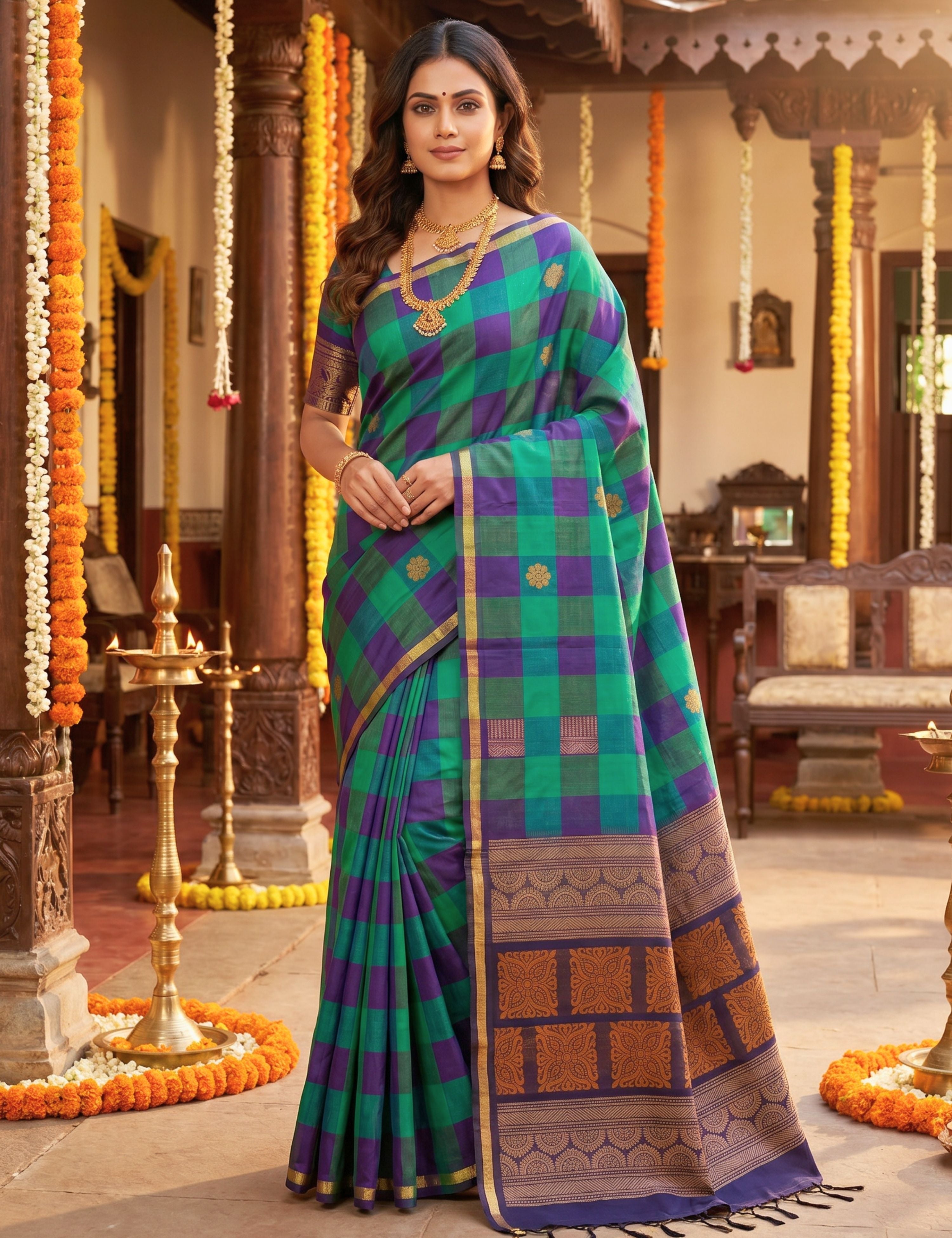 Green Negamam Cotton Saree