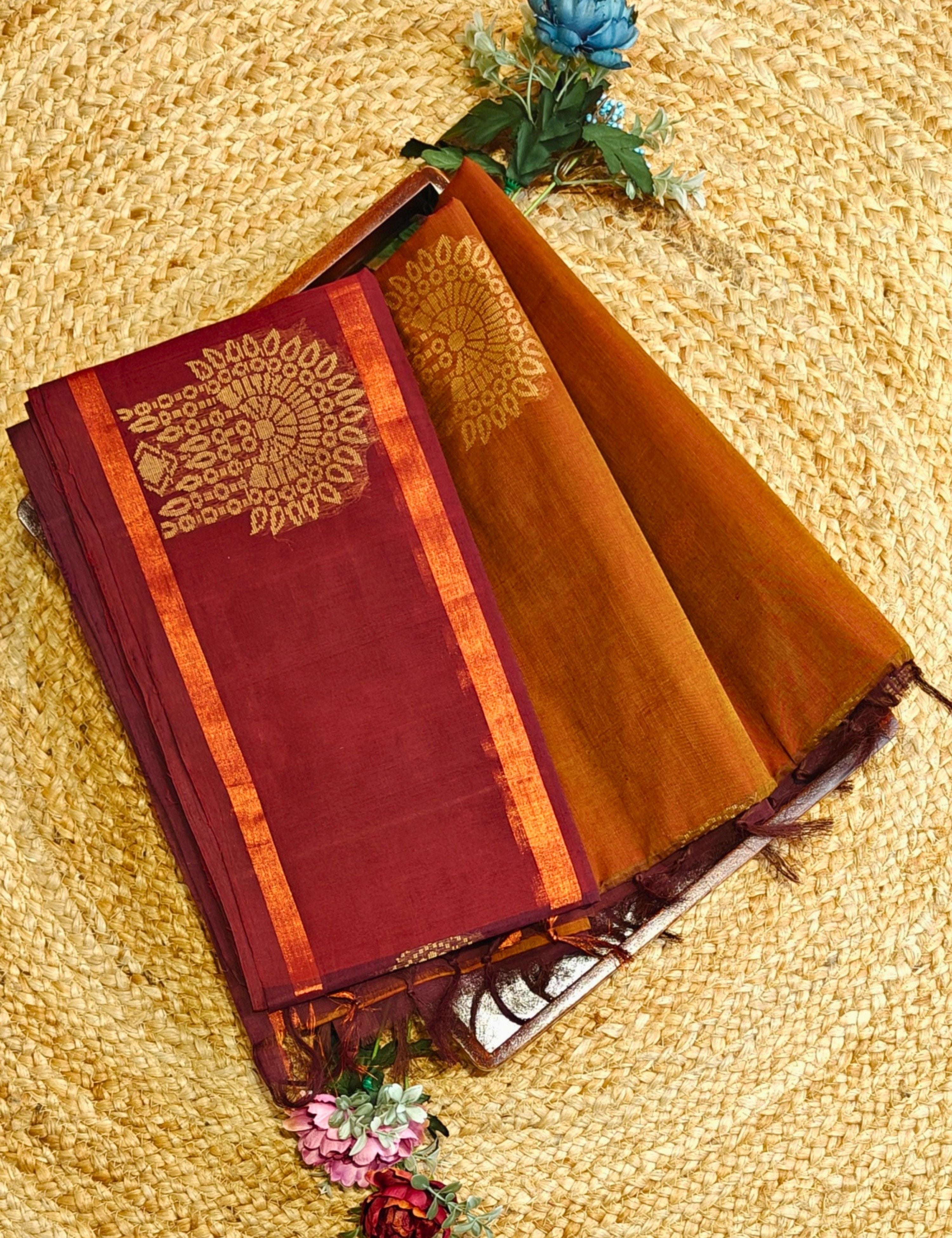 Rust Negamam Cotton Saree