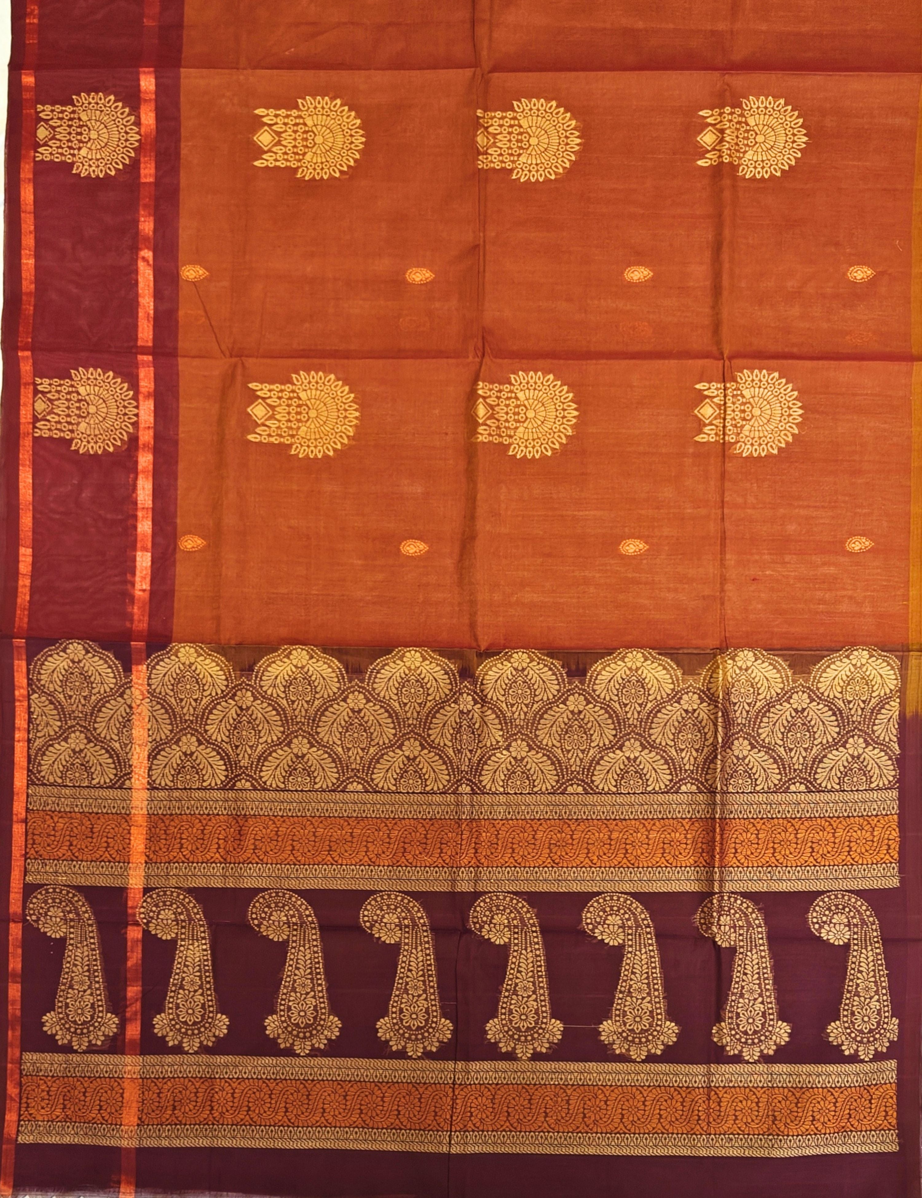 Rust Negamam Cotton Saree