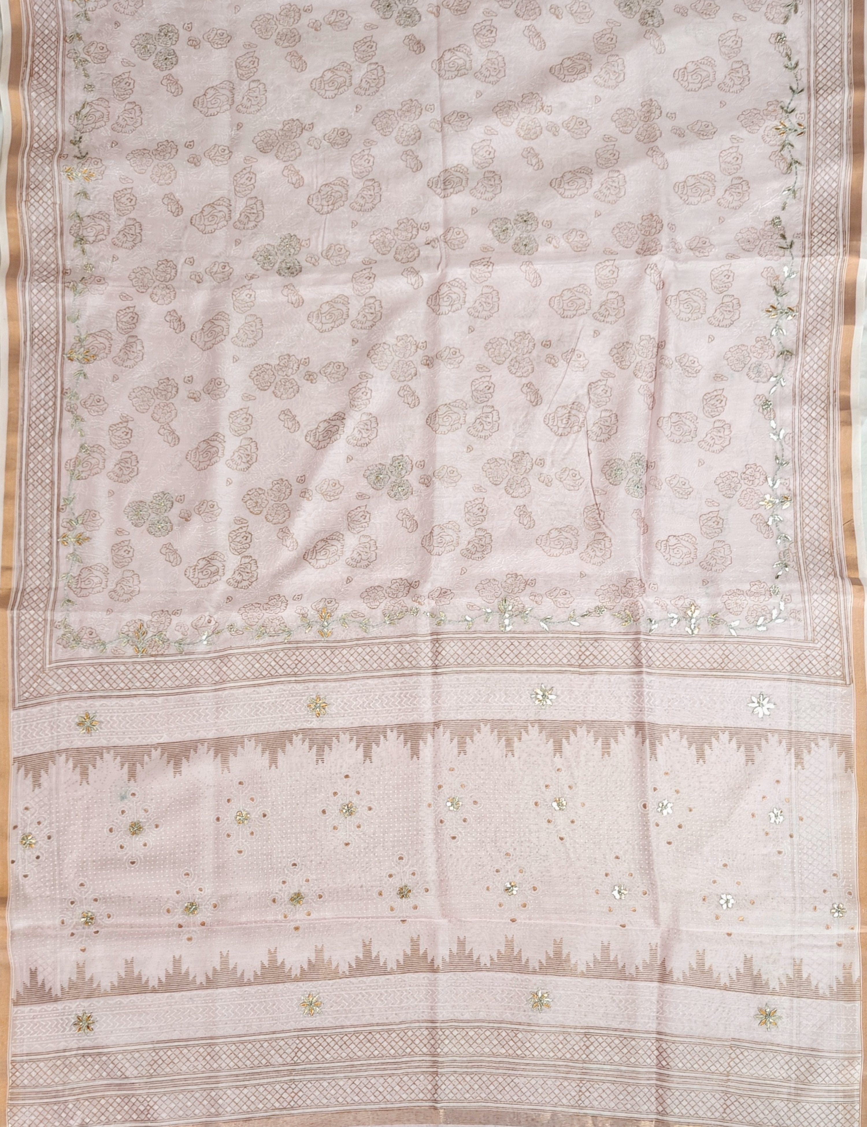Gulaab Babypink Block Print with Gota Patti Saree