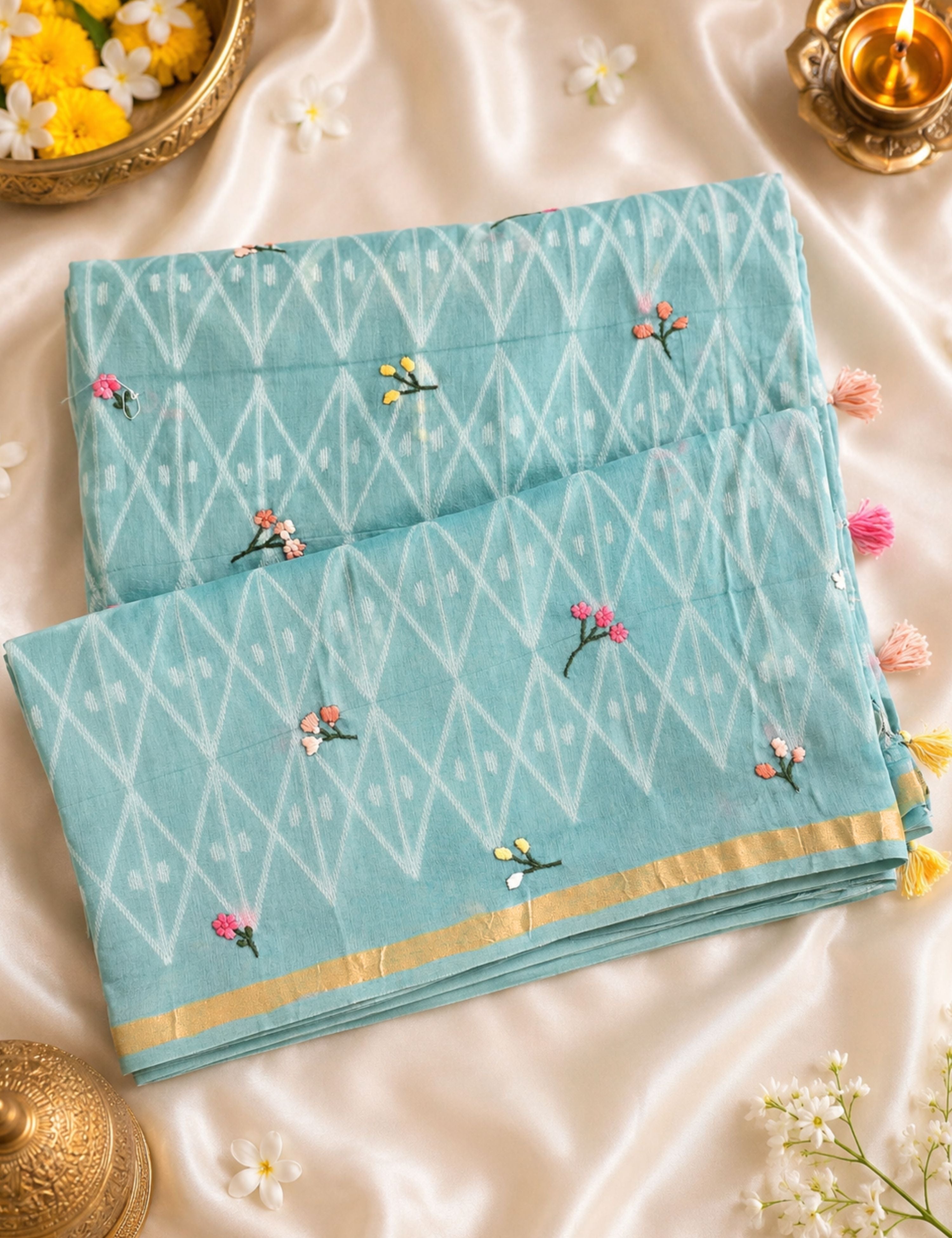Bagicha Blue Shibori Saree