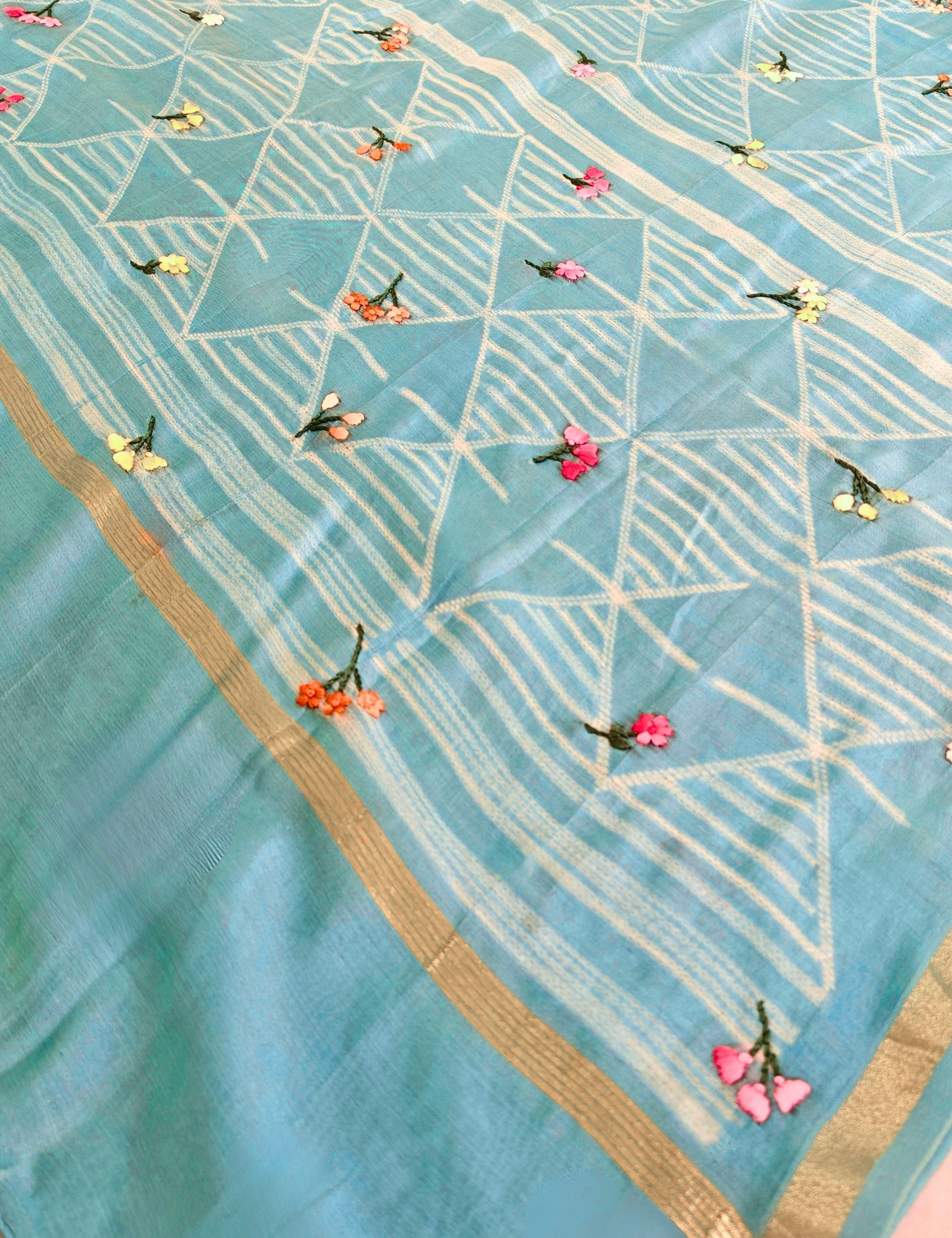Bagicha Blue Shibori Saree