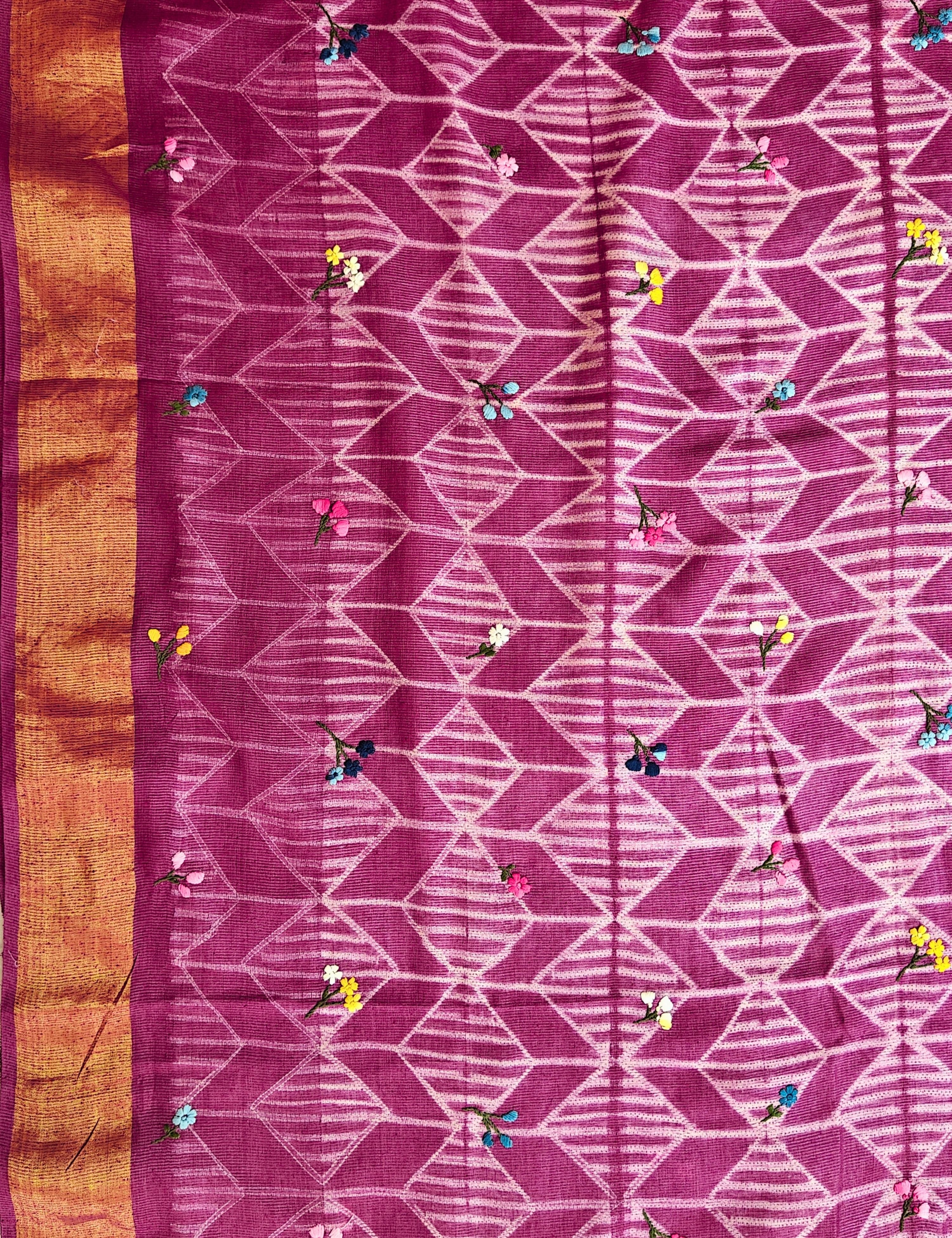 Guldasta Pink Shibori with Embroidery Saree