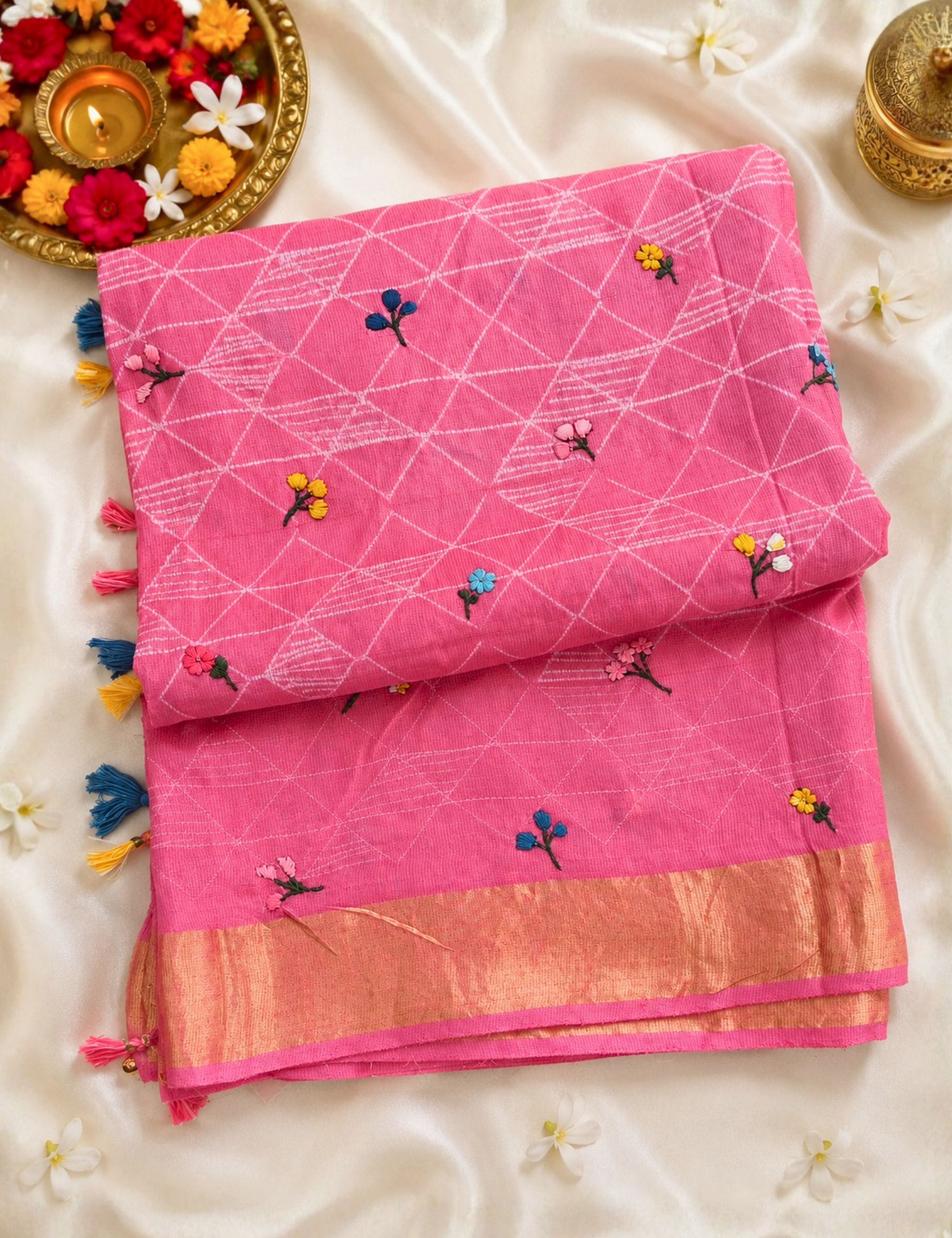Guldasta Mauve Shibori with Embroidery Saree