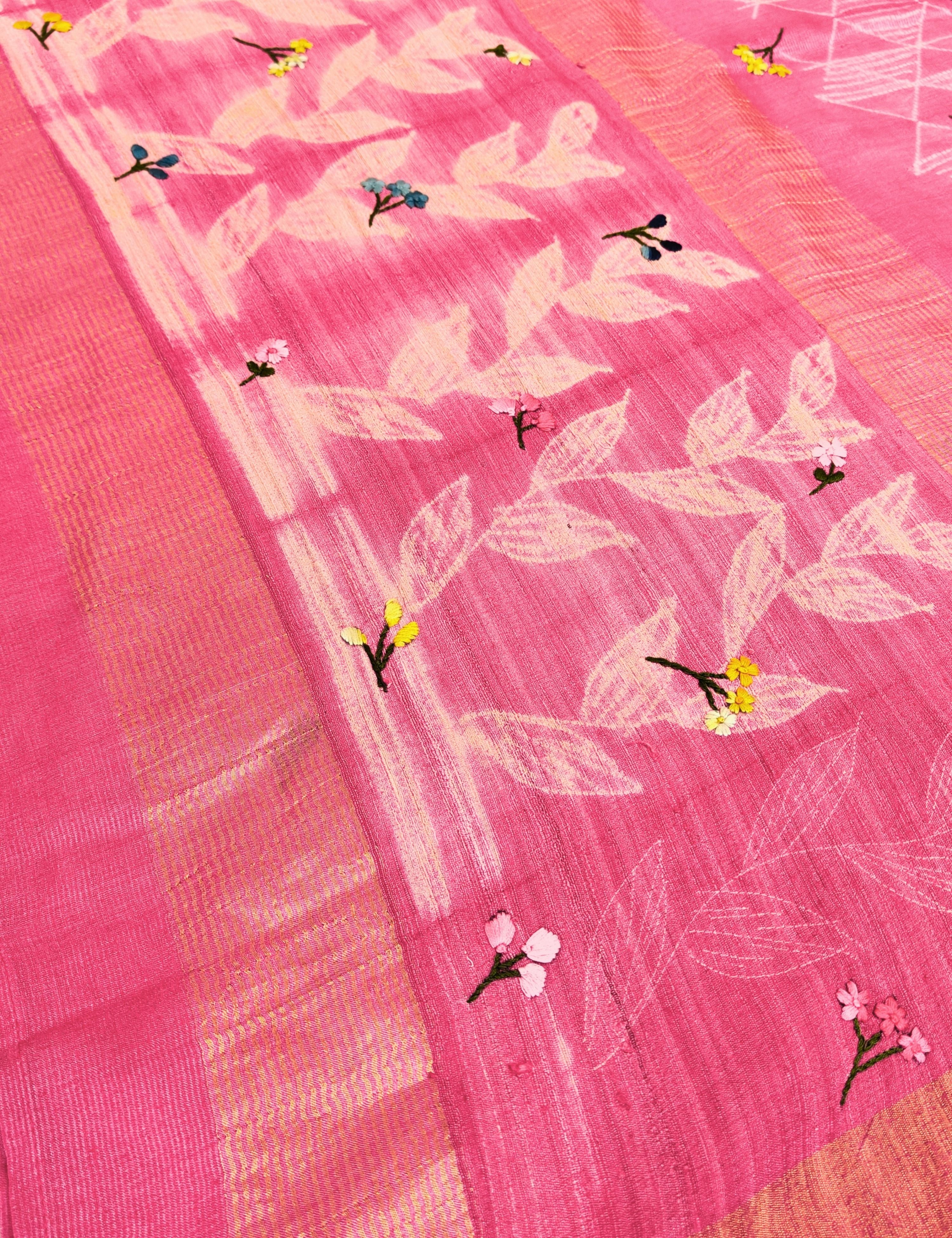 Guldasta Mauve Shibori with Embroidery Saree