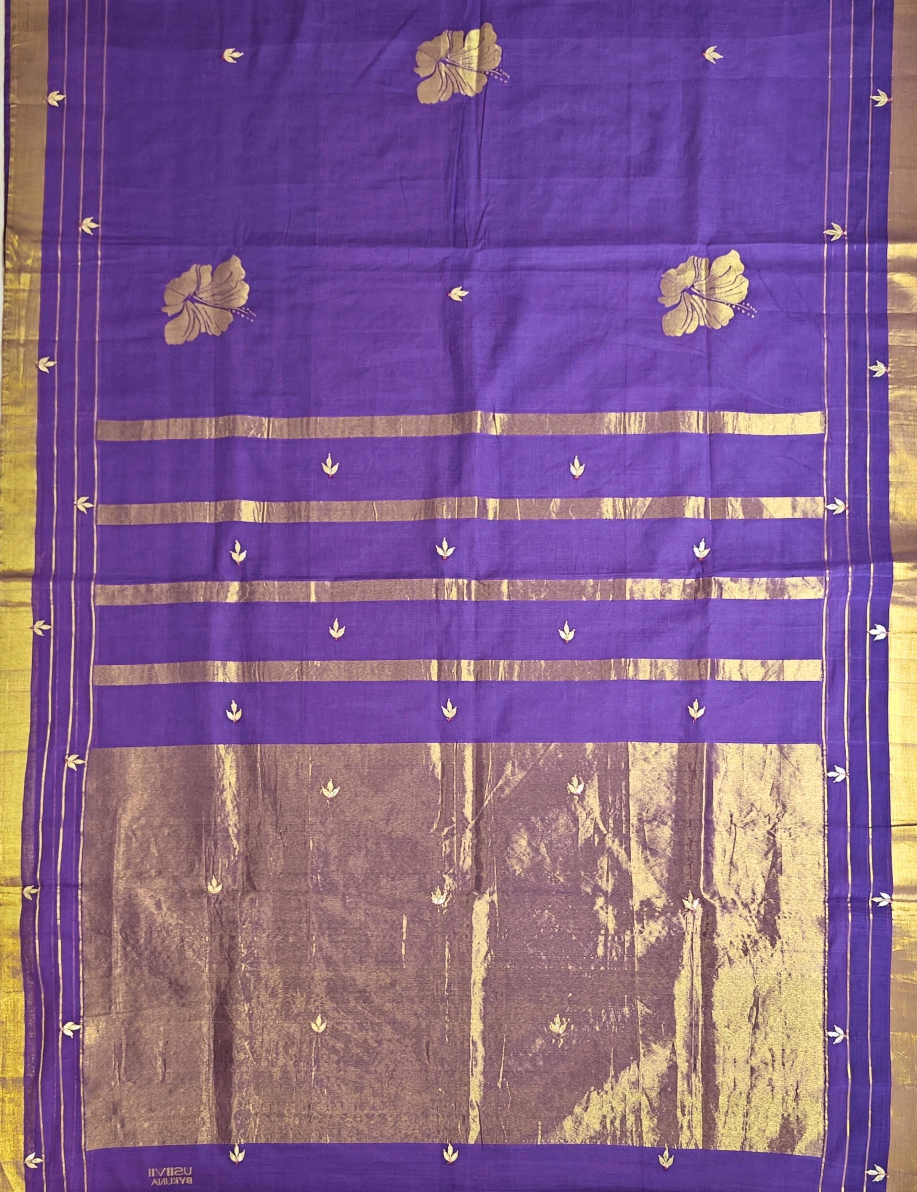Jaswanti Purple Venkatagiri Jamdani & Gota Patti Saree