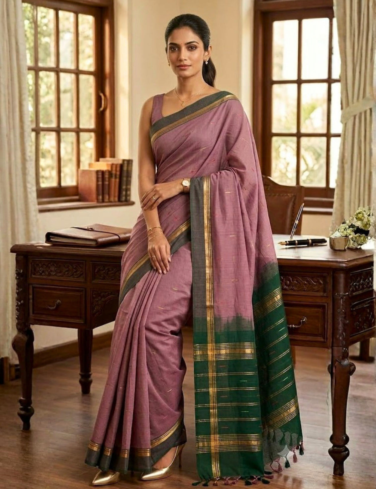 Lavender Negamam Cotton Saree