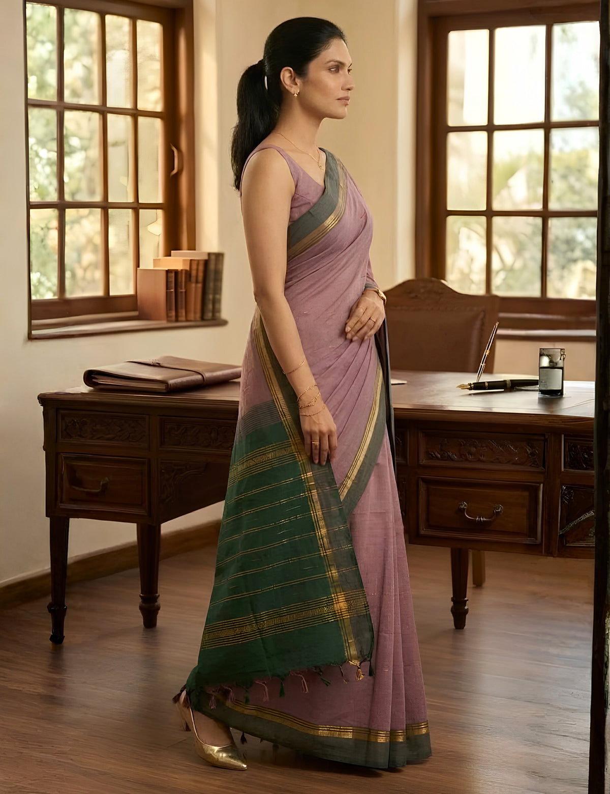Lavender Negamam Cotton Saree
